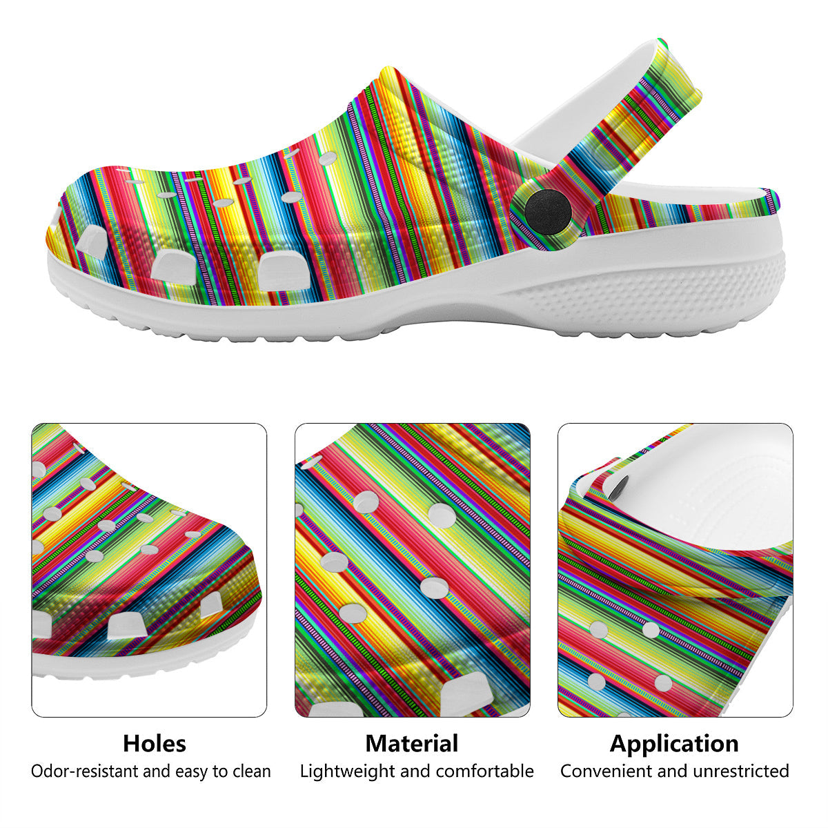 Mexican Stripe Cinco De Mayo Print Clog-grizzshop