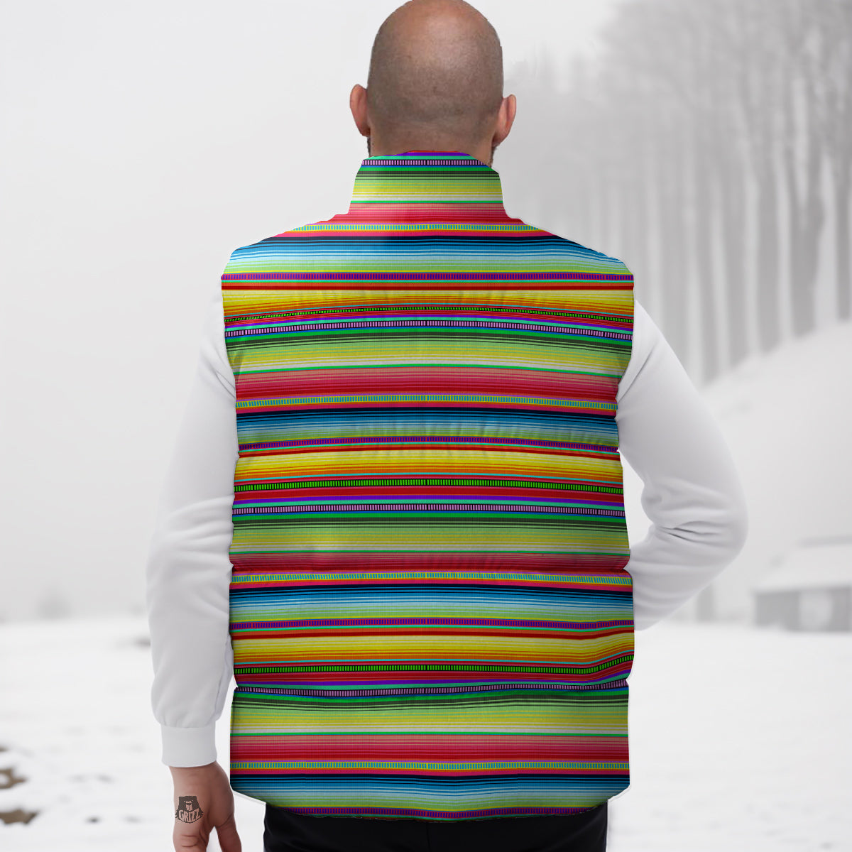 Mexican Stripe Cinco De Mayo Print Down Vest