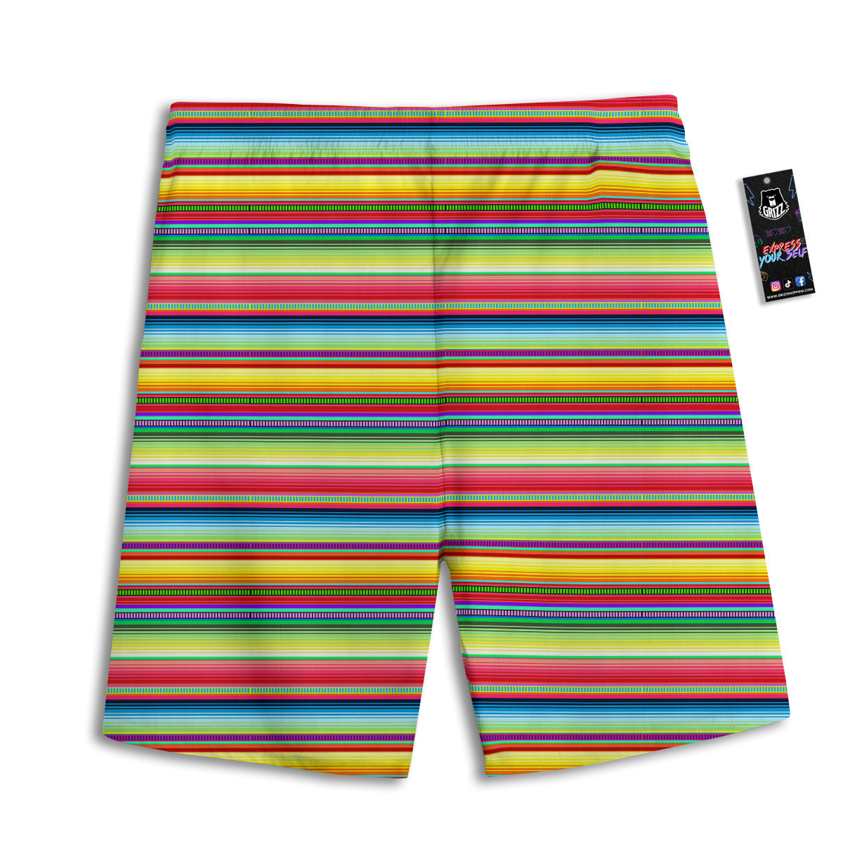 Mexican Stripe Cinco De Mayo Print Men's Athletic Shorts