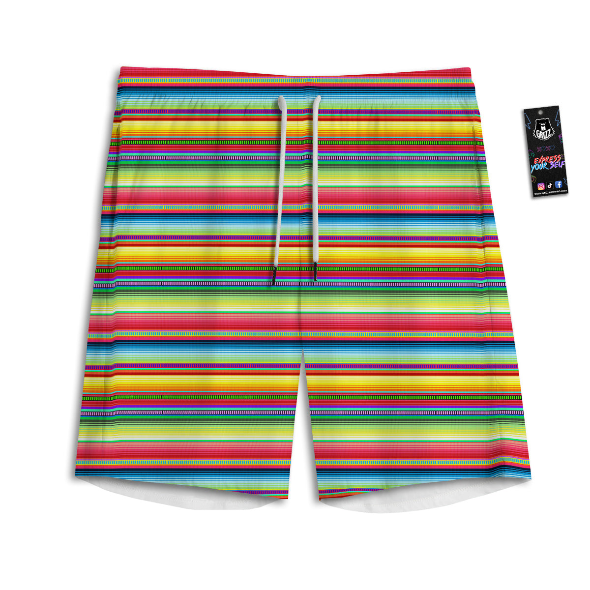 Mexican Stripe Cinco De Mayo Print Men's Athletic Shorts