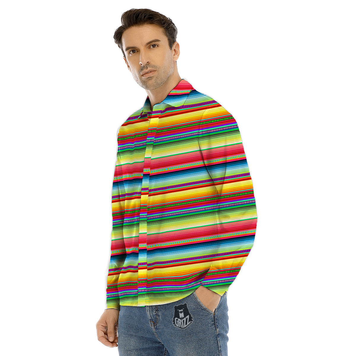 Mexican Stripe Cinco De Mayo Print Men's Dress Shirts-grizzshop