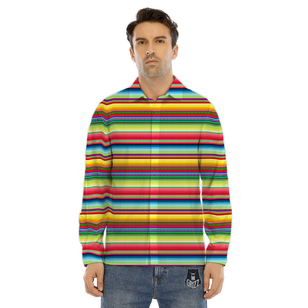 Mexican Stripe Cinco De Mayo Print Men's Dress Shirts-grizzshop