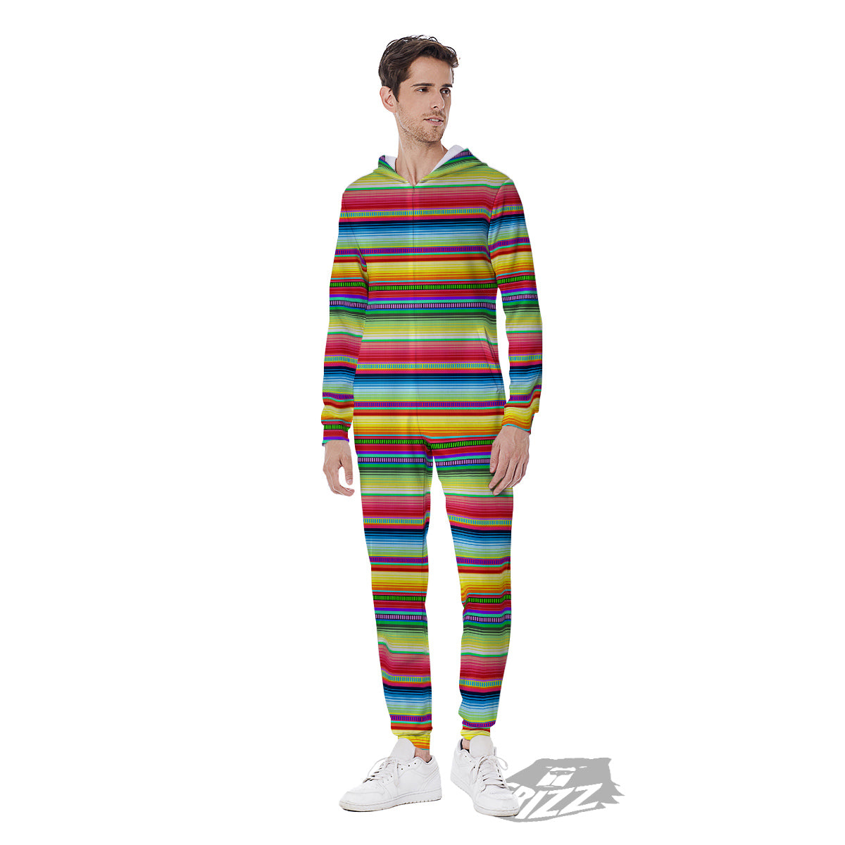 Mexican Stripe Cinco De Mayo Print Men's Jumpsuit-grizzshop