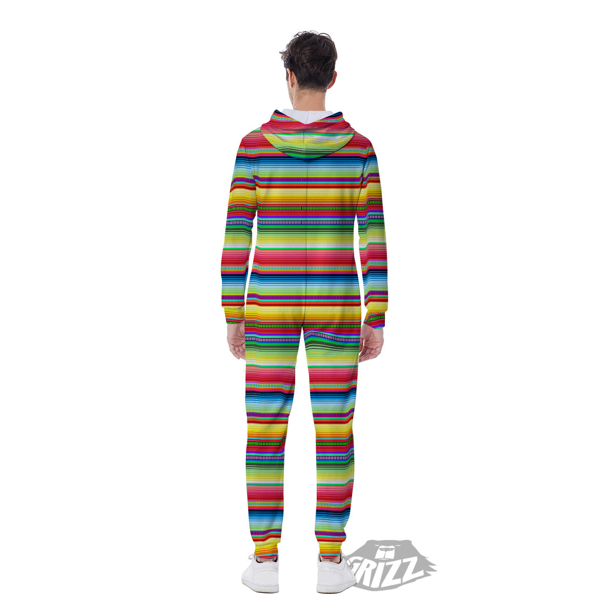 Mexican Stripe Cinco De Mayo Print Men's Jumpsuit-grizzshop