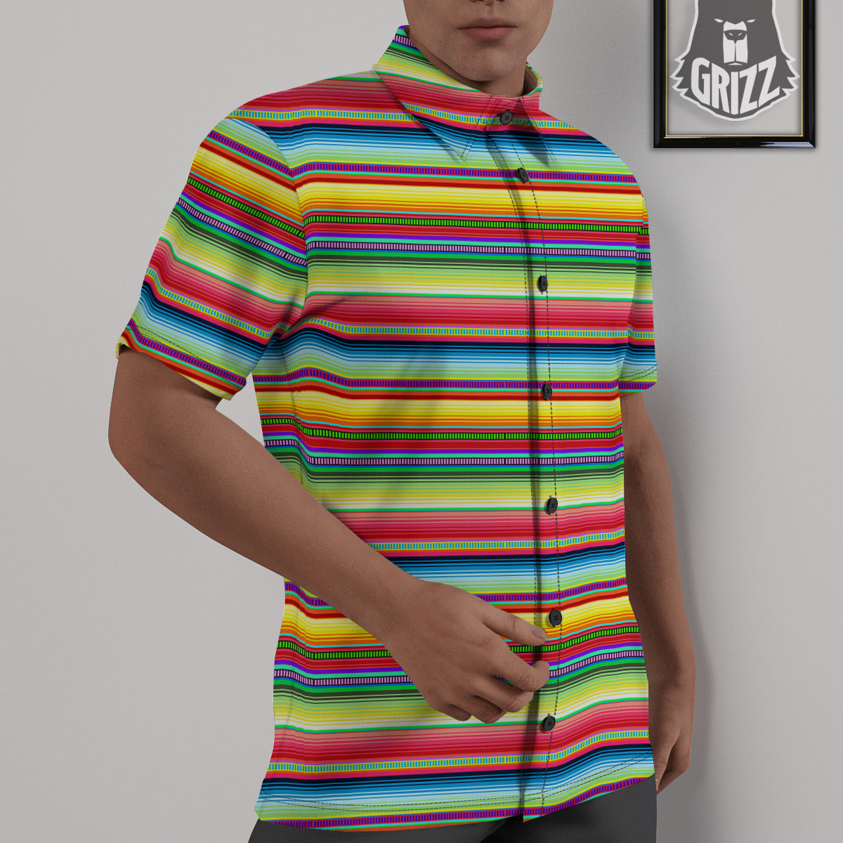 Mexican Stripe Cinco De Mayo Print Untucked Shirts-grizzshop