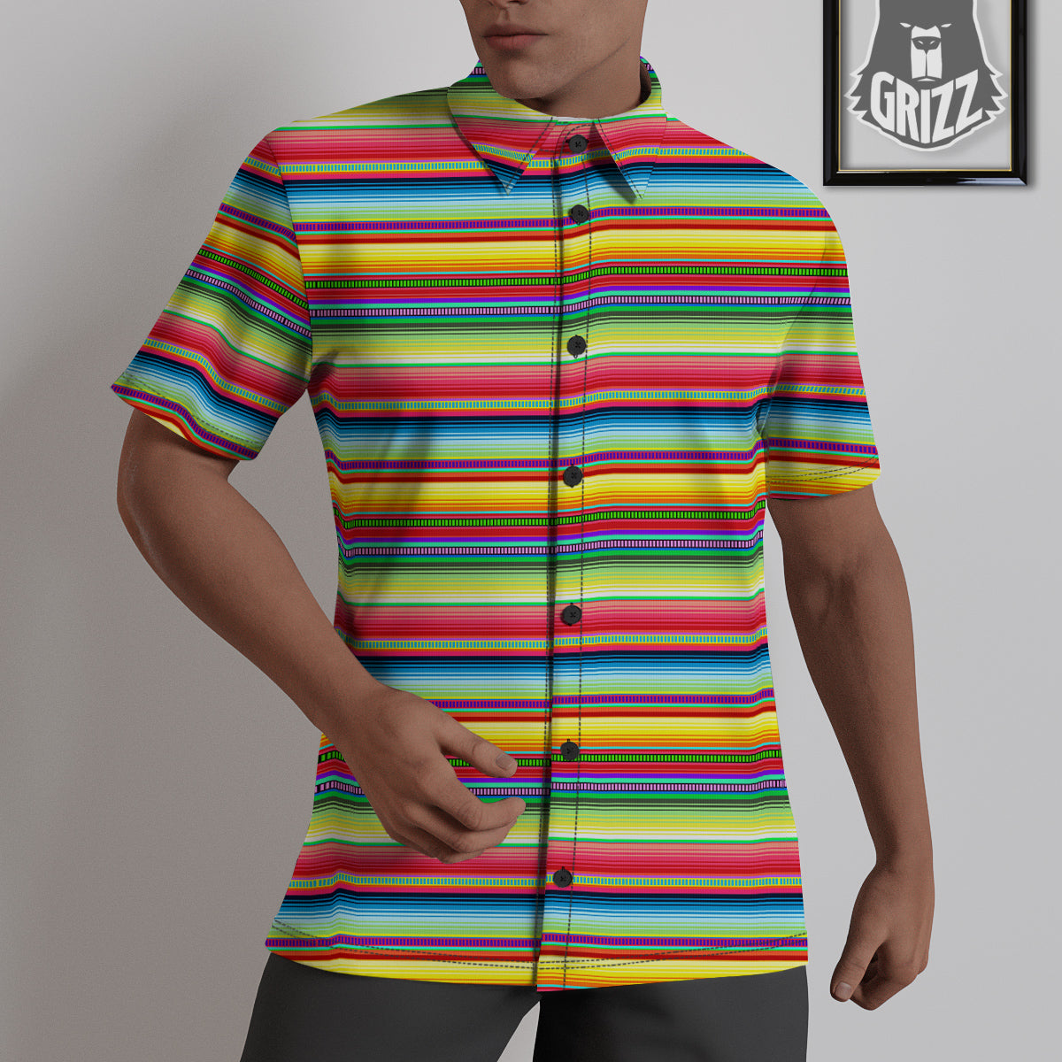 Mexican Stripe Cinco De Mayo Print Untucked Shirts-grizzshop
