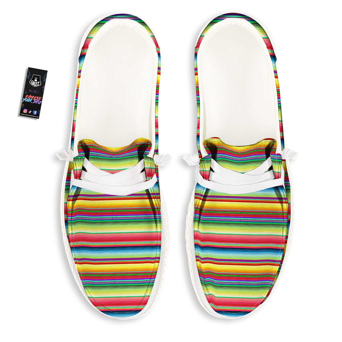 Mexican Stripe Cinco De Mayo Print White Loafers-grizzshop