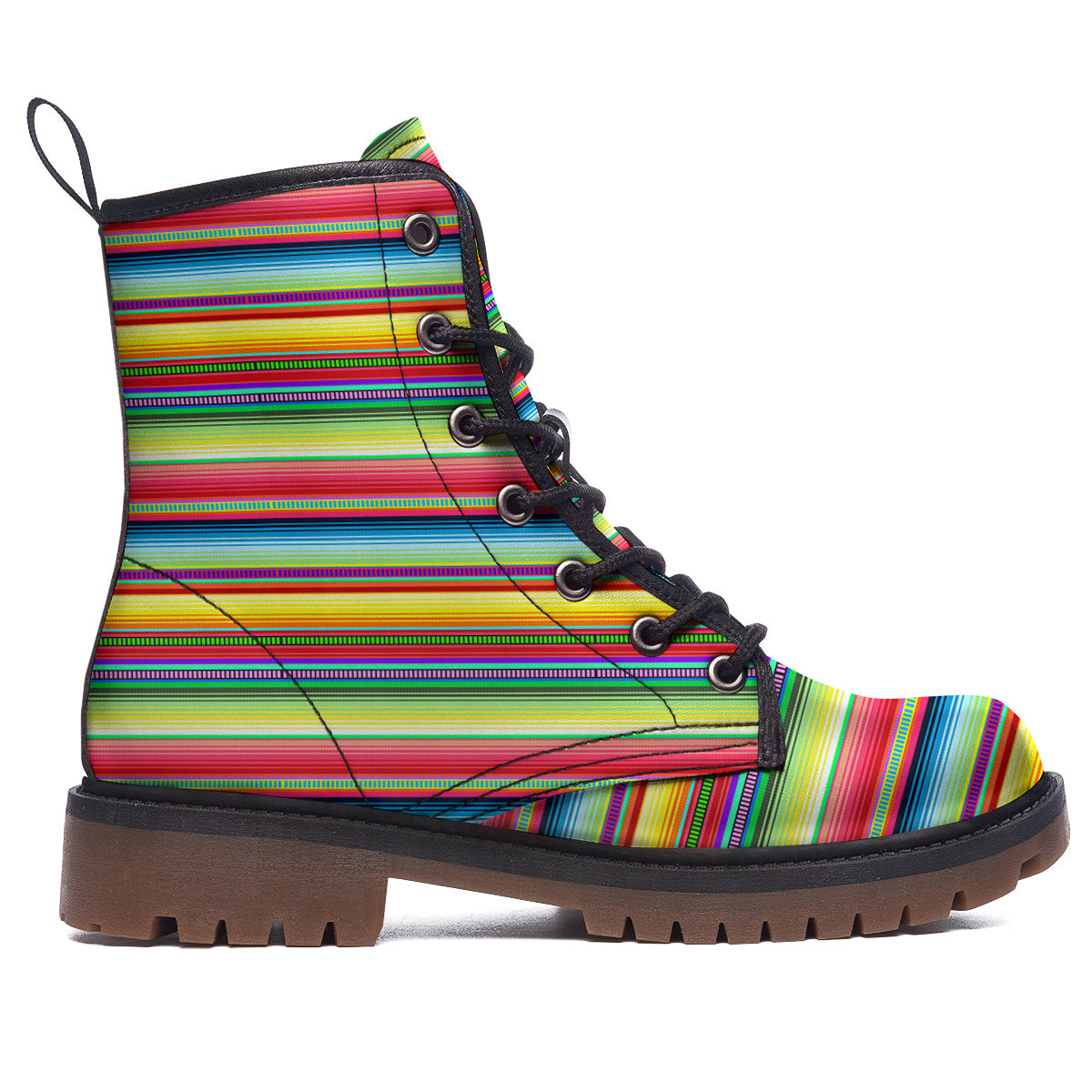 Mexican Stripe Cinco De Mayo Print Work Boots-grizzshop