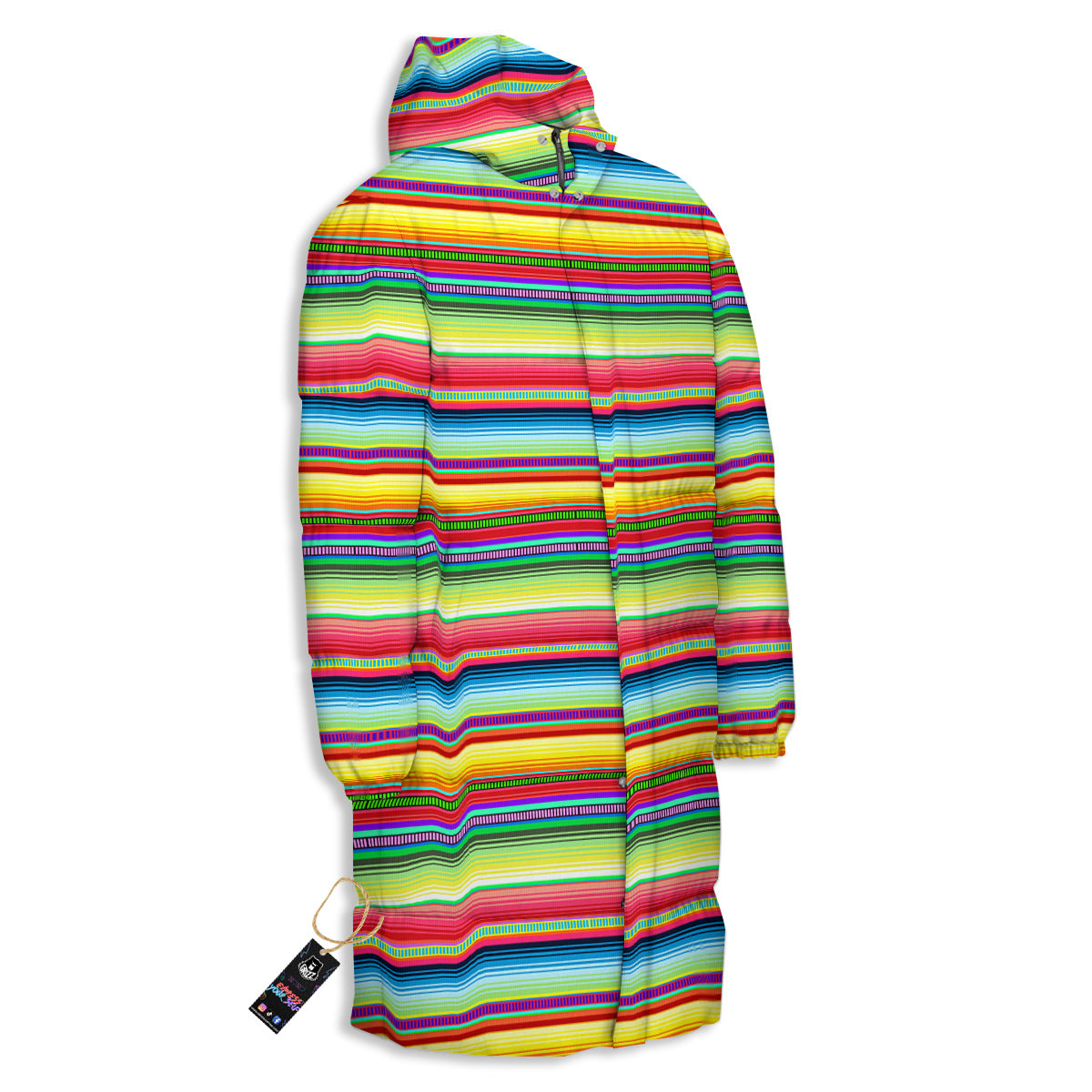 Mexican Stripe Cinco De Mayo Print Long Down Jacket