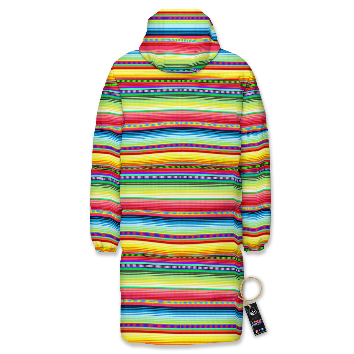 Mexican Stripe Cinco De Mayo Print Long Down Jacket