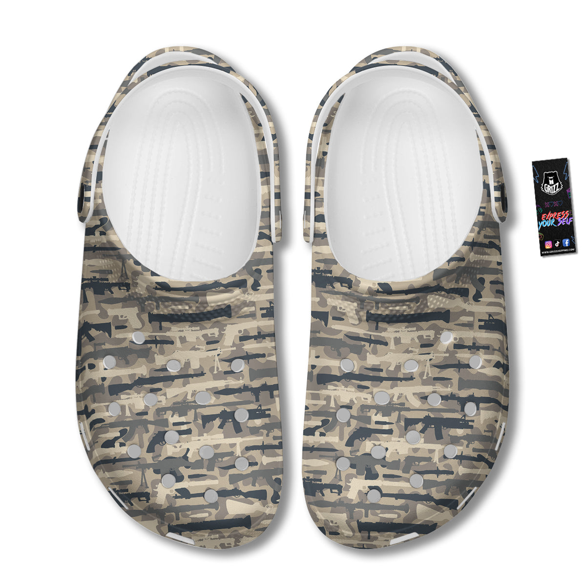 Military Gun Air Force Camo Print Clog-grizzshop