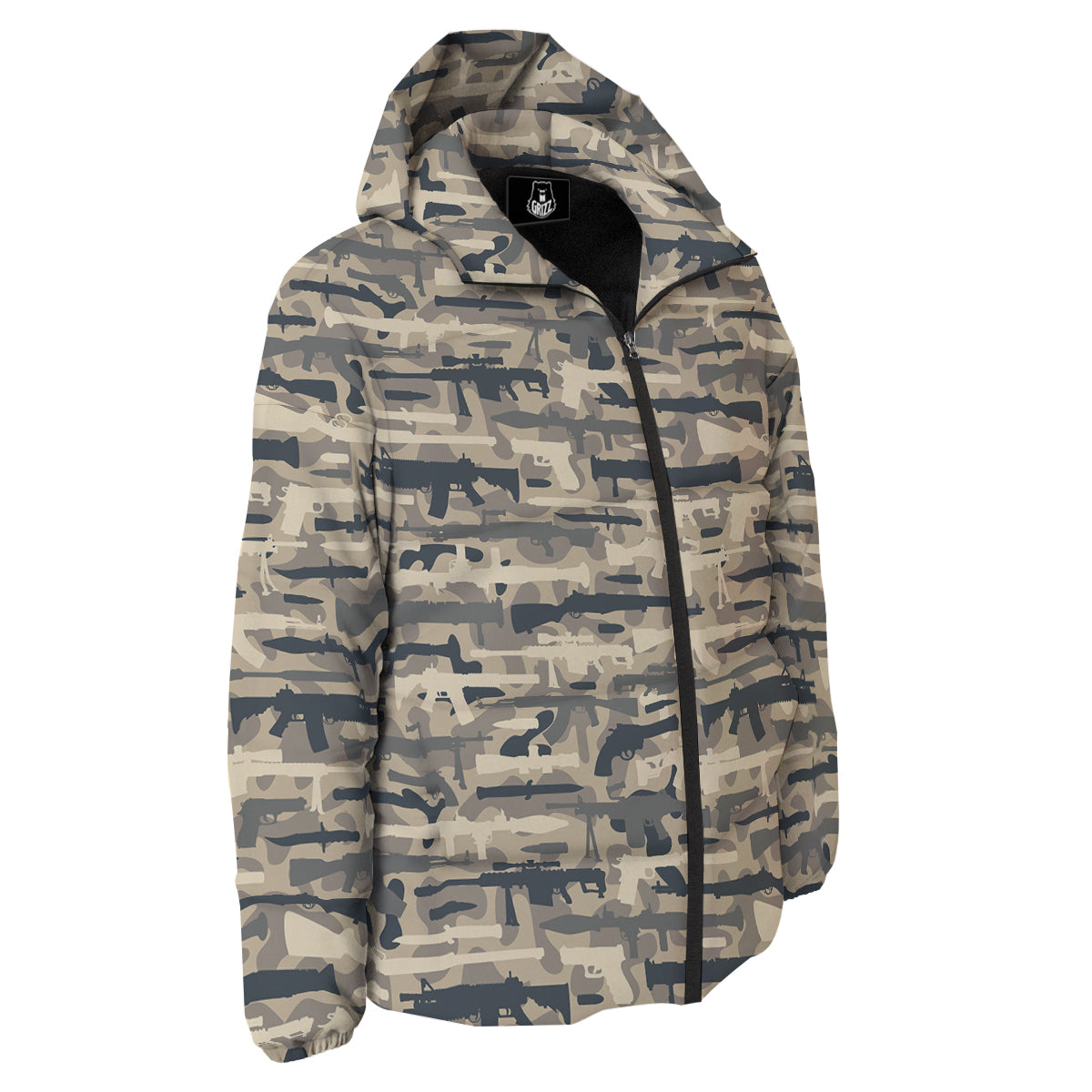Military Gun Air Force Camo Print Down Jacket-grizzshop