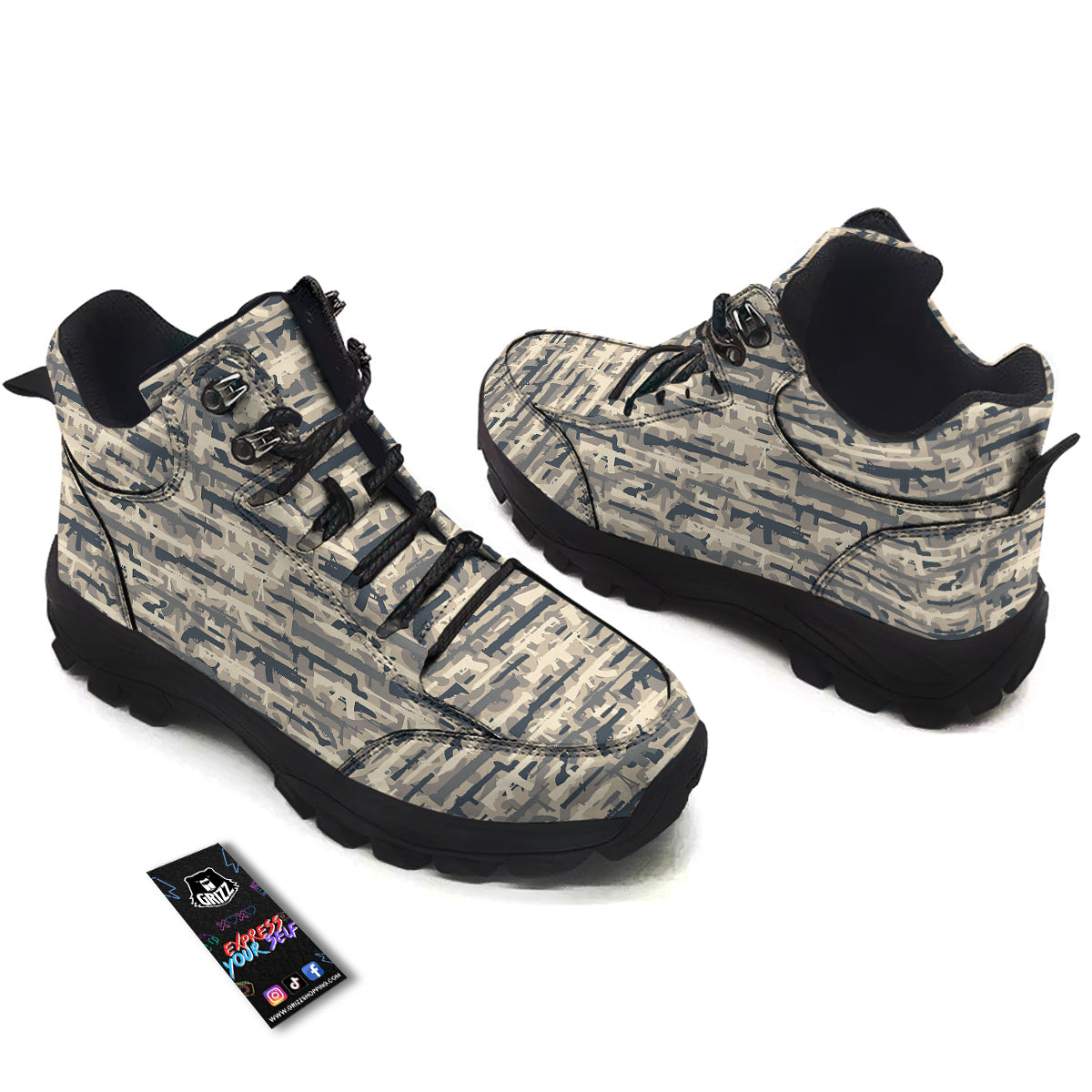 Military Gun Air Force Camo Print Hiking Shoes-grizzshop