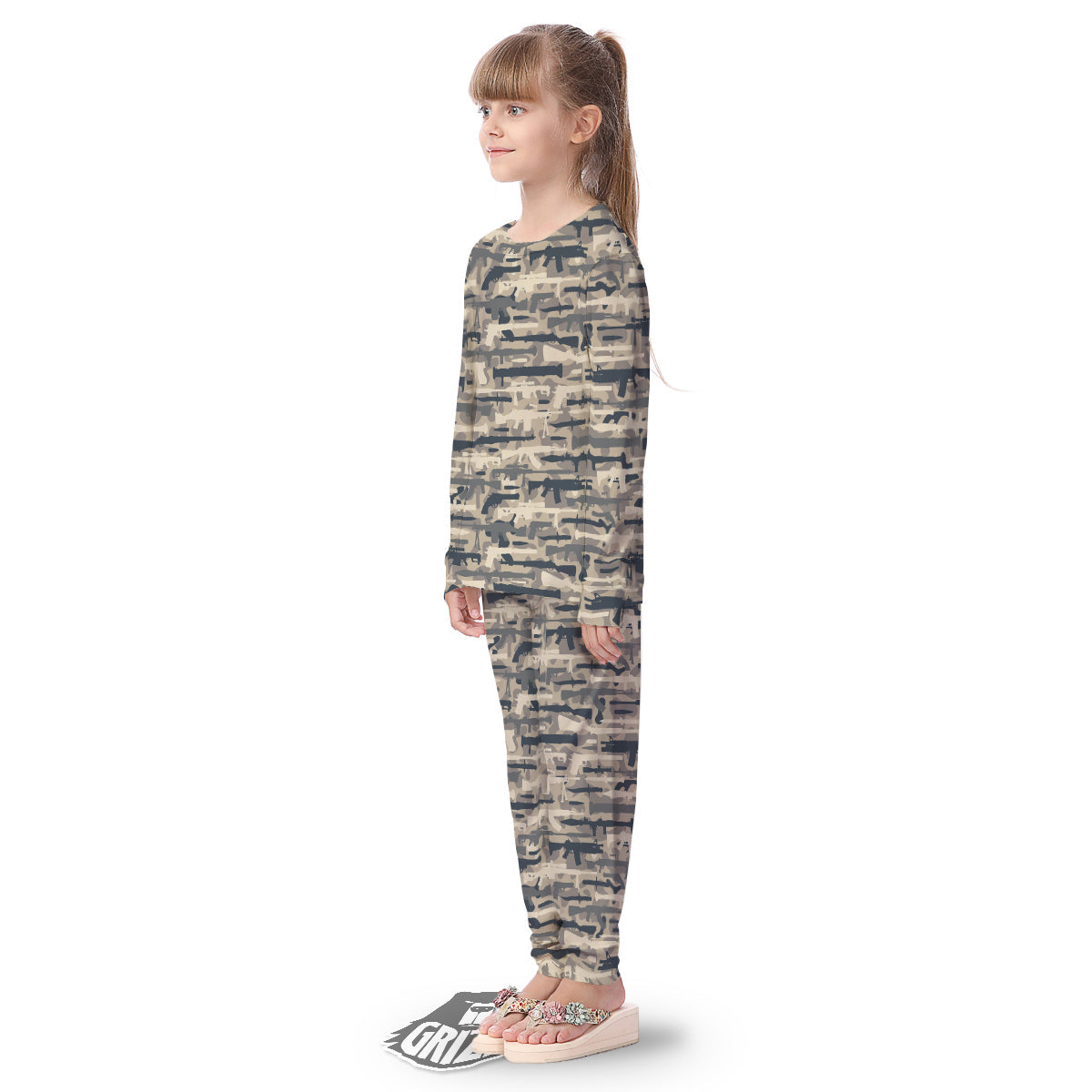 Military Gun Air Force Camo Print Kid's Pajamas-grizzshop