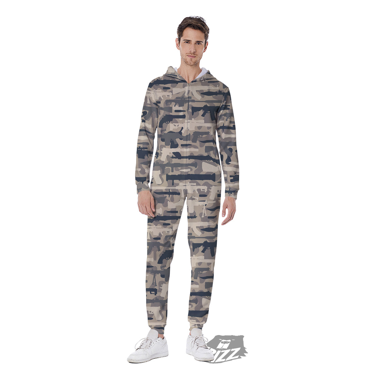 Military Gun Air Force Camo Print Men's Jumpsuit-grizzshop