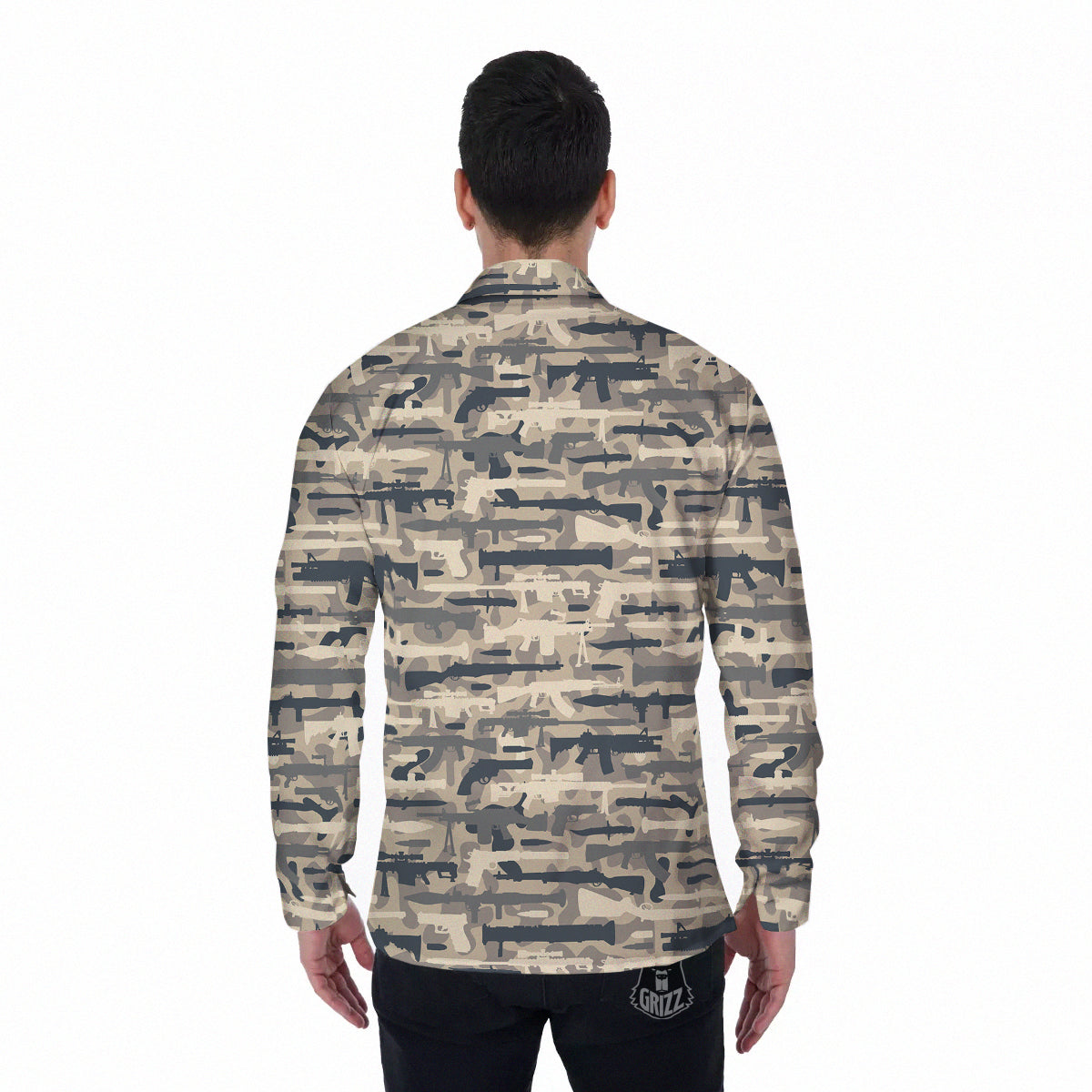 Military Gun Air Force Camo Print Men's Long Sleeve Shirts-grizzshop