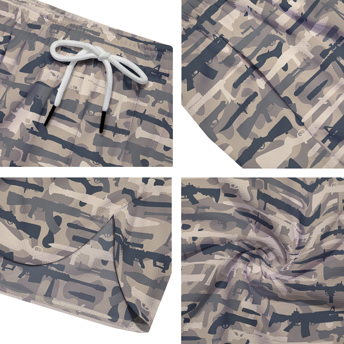 Military Gun Air Force Camo Print Men's Running Shorts-grizzshop
