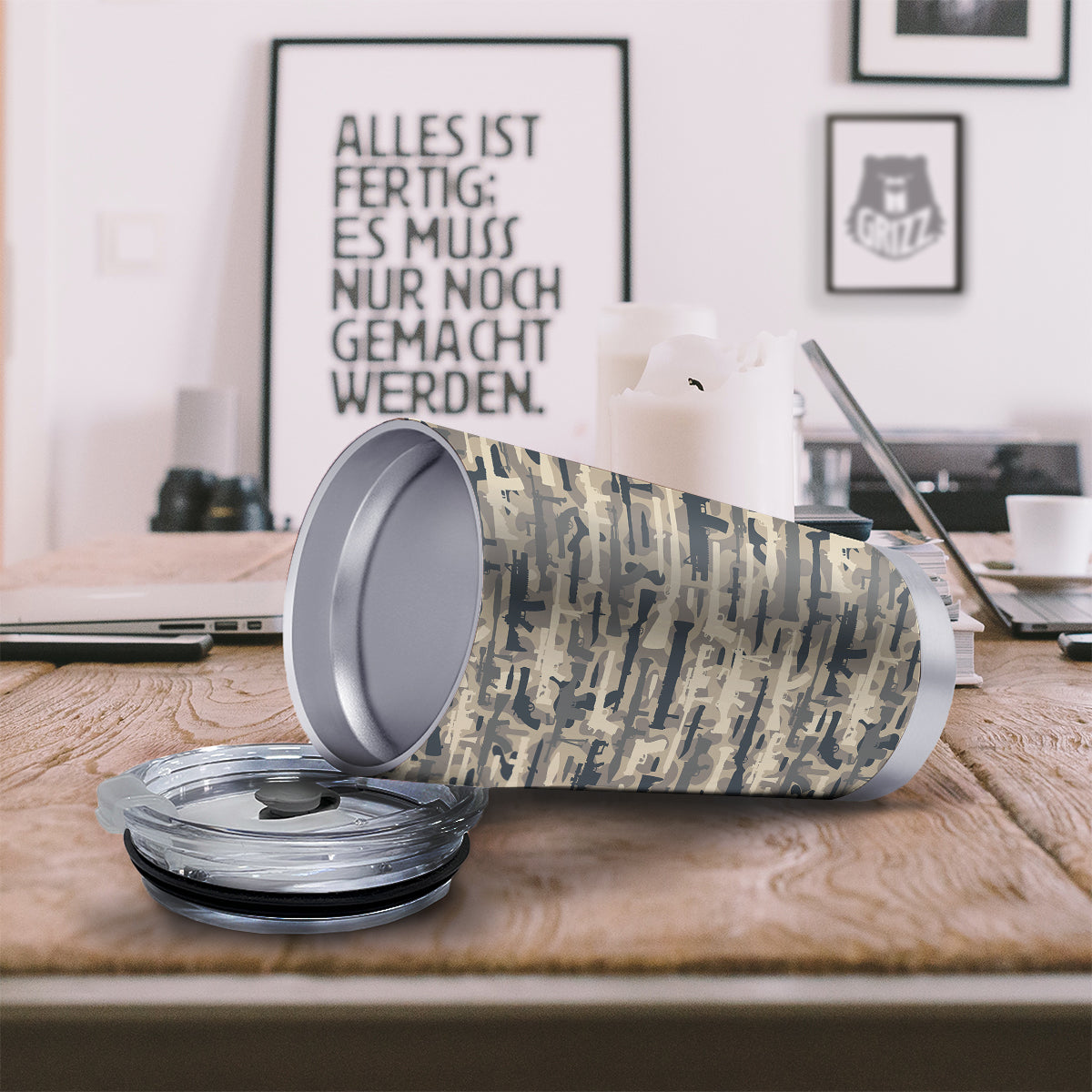 Military Gun Air Force Camo Print Tumbler-grizzshop