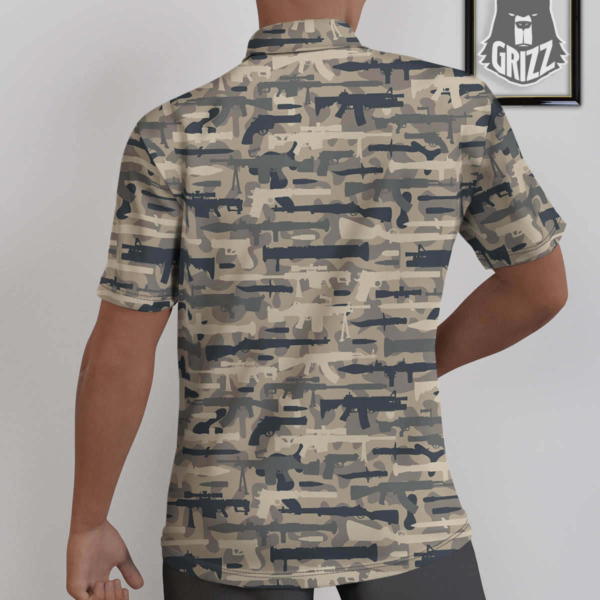 Military Gun Air Force Camo Print Untucked Shirts-grizzshop