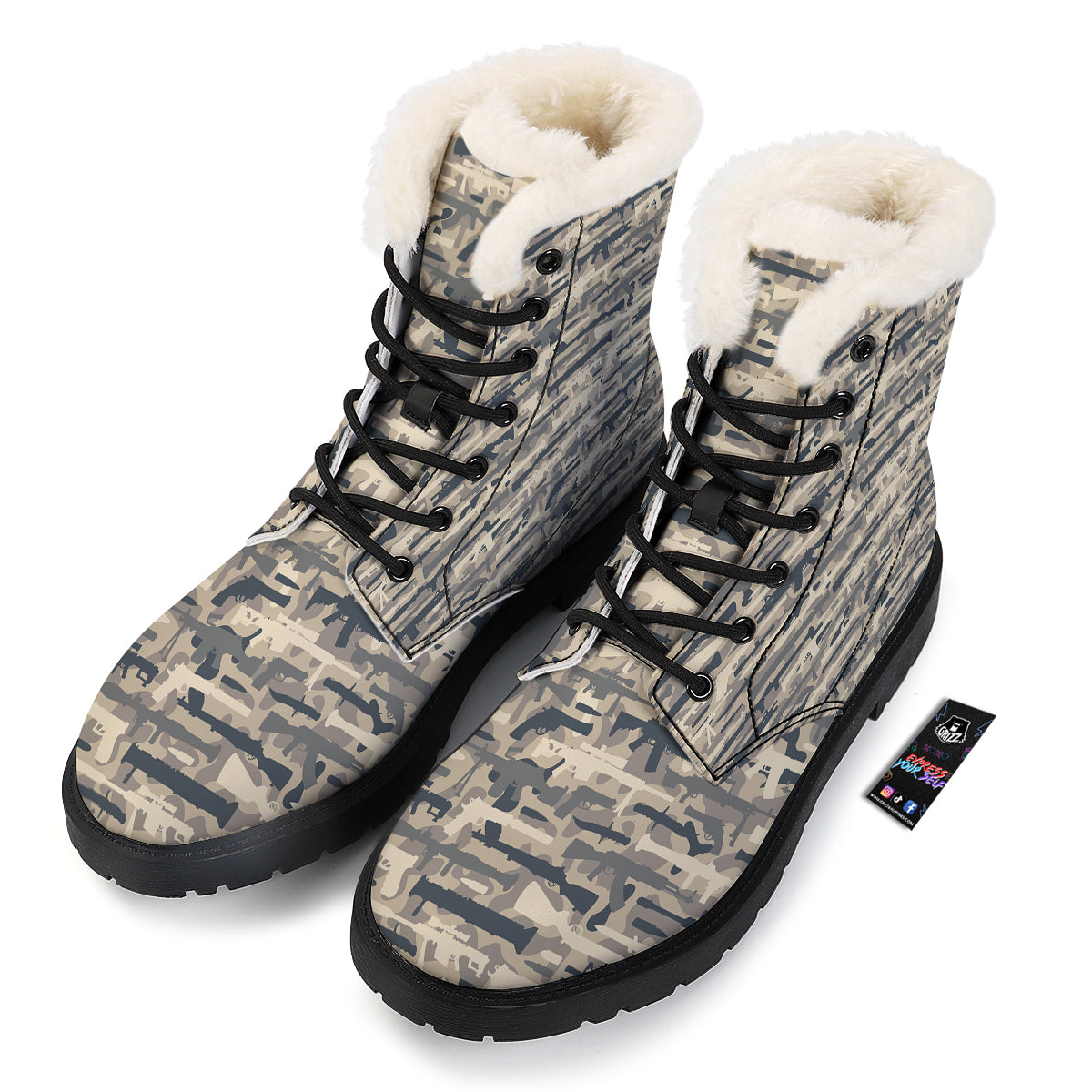 Military Gun Air Force Camo Print Winter Boots-grizzshop