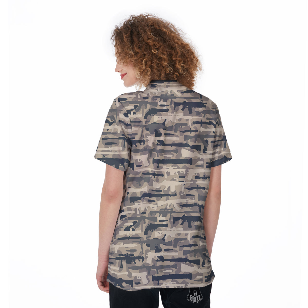 Military Gun Air Force Camo Print Women's Golf Shirts-grizzshop