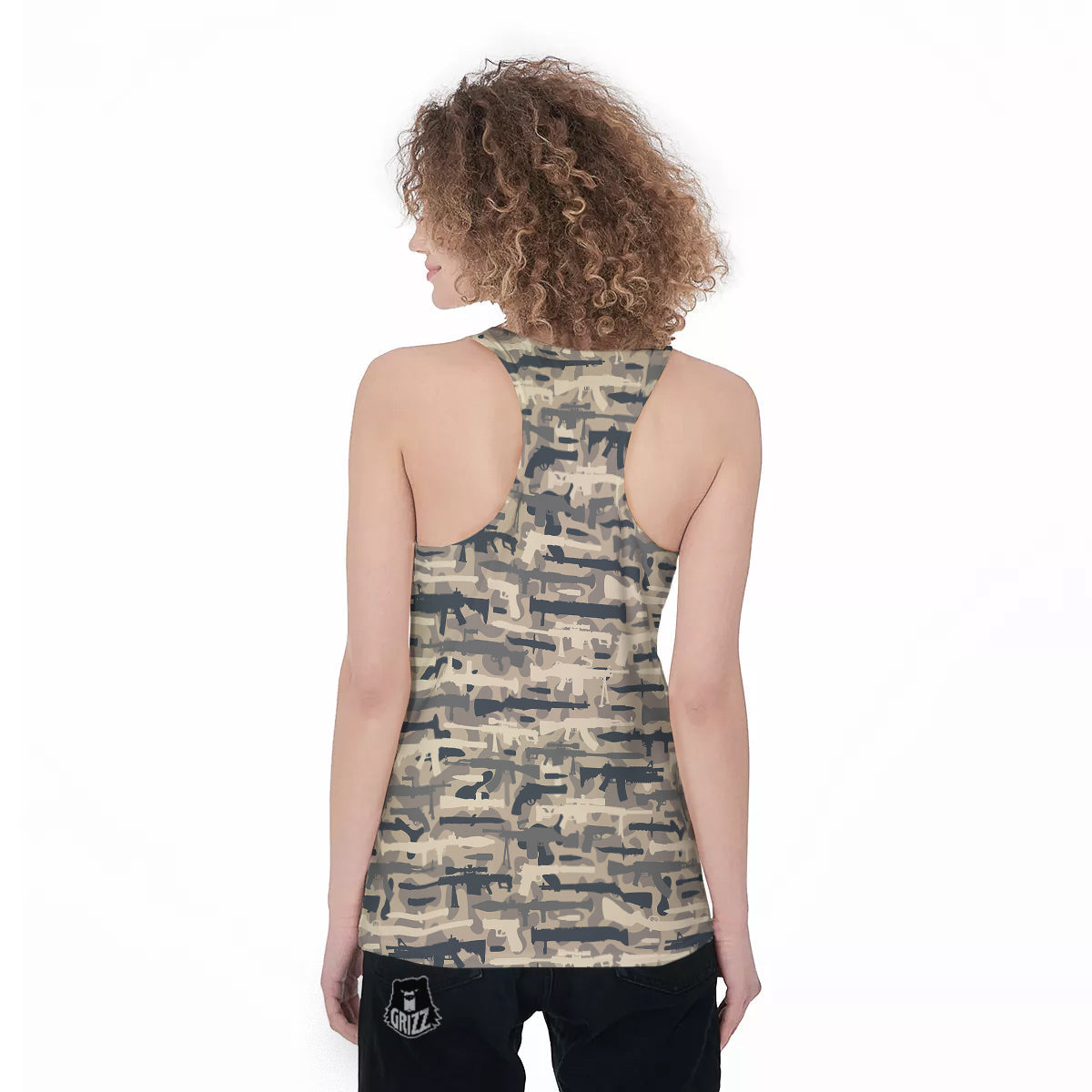 Military Gun Air Force Camo Print Women's Racerback Tank Top-grizzshop