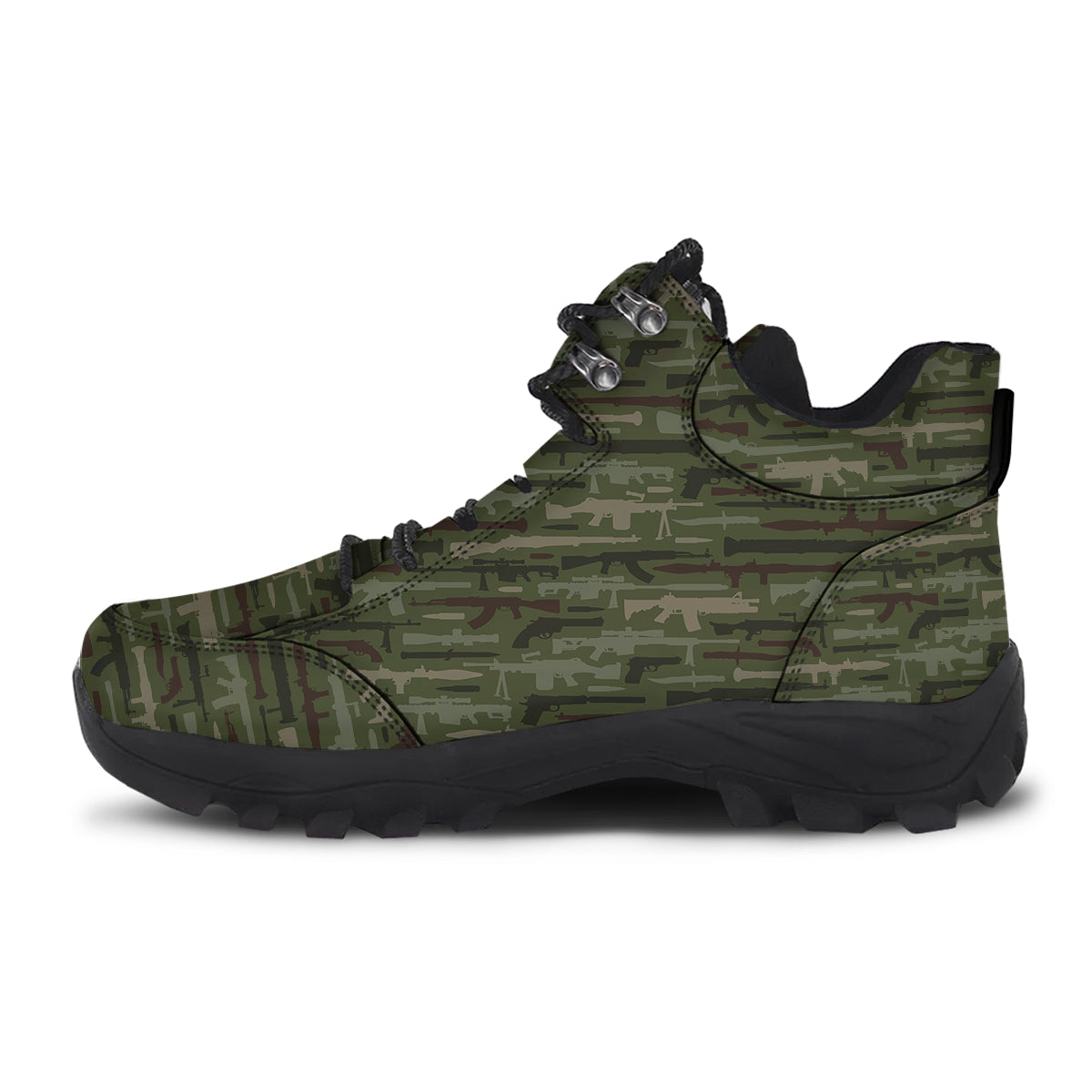 Military Gun Camo Print Hiking Shoes-grizzshop