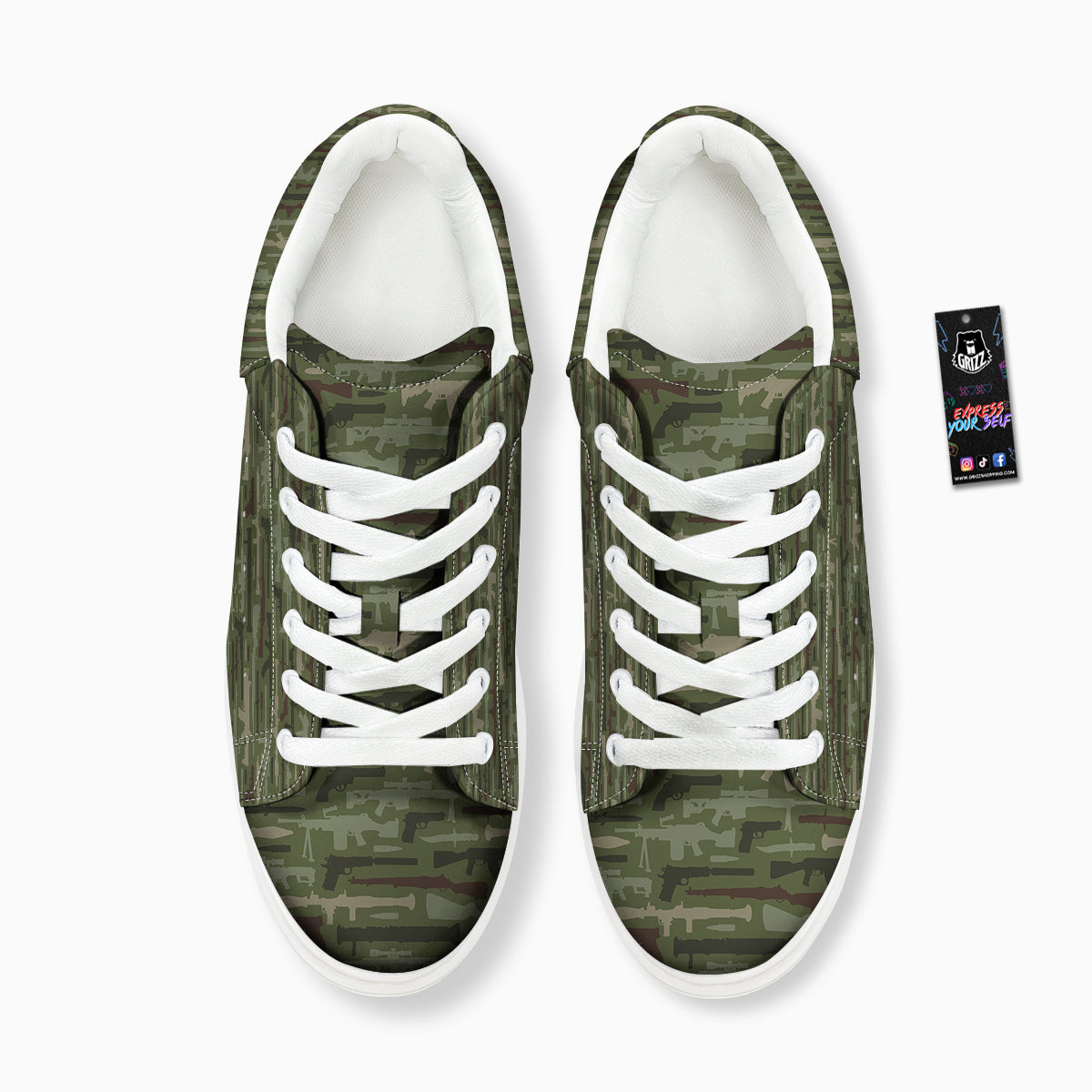 Military Gun Camo Print Platform Shoes-grizzshop