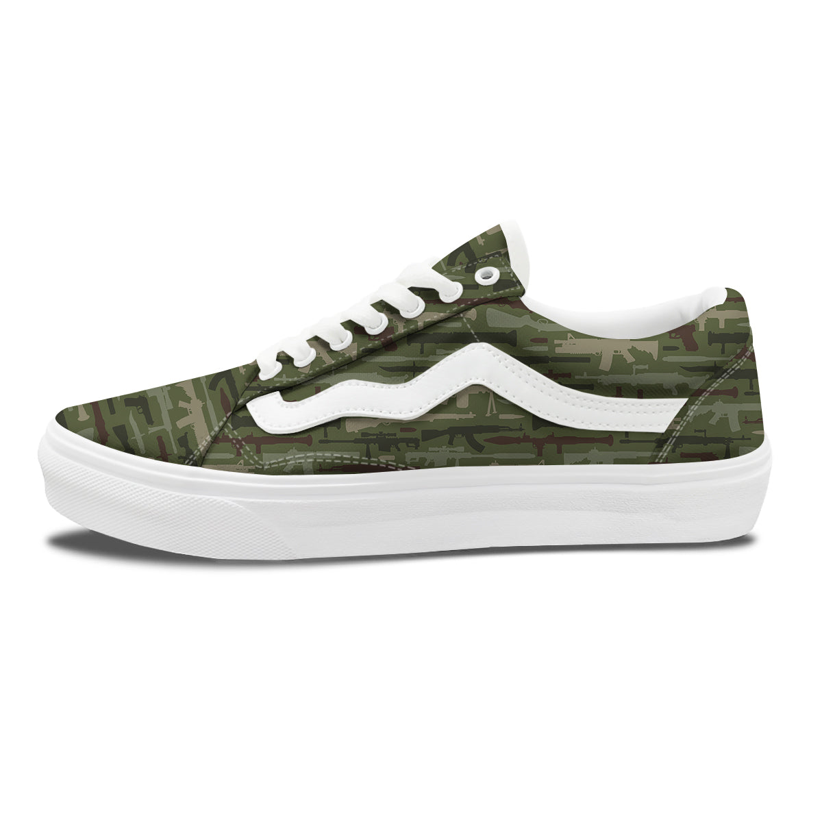 Military Gun Camo Print Skate Shoes-grizzshop