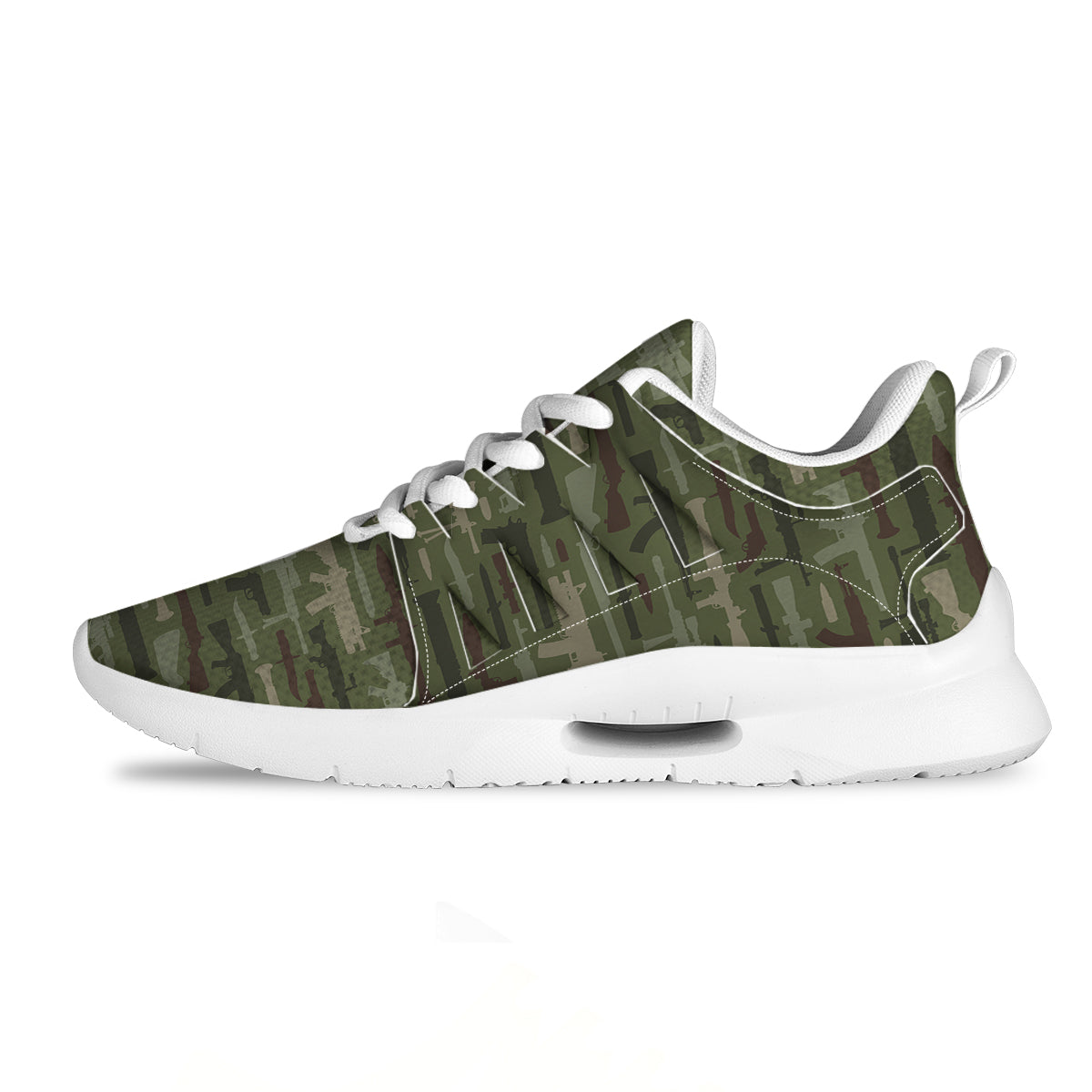 Military Gun Camo Print Tennis Shoes-grizzshop