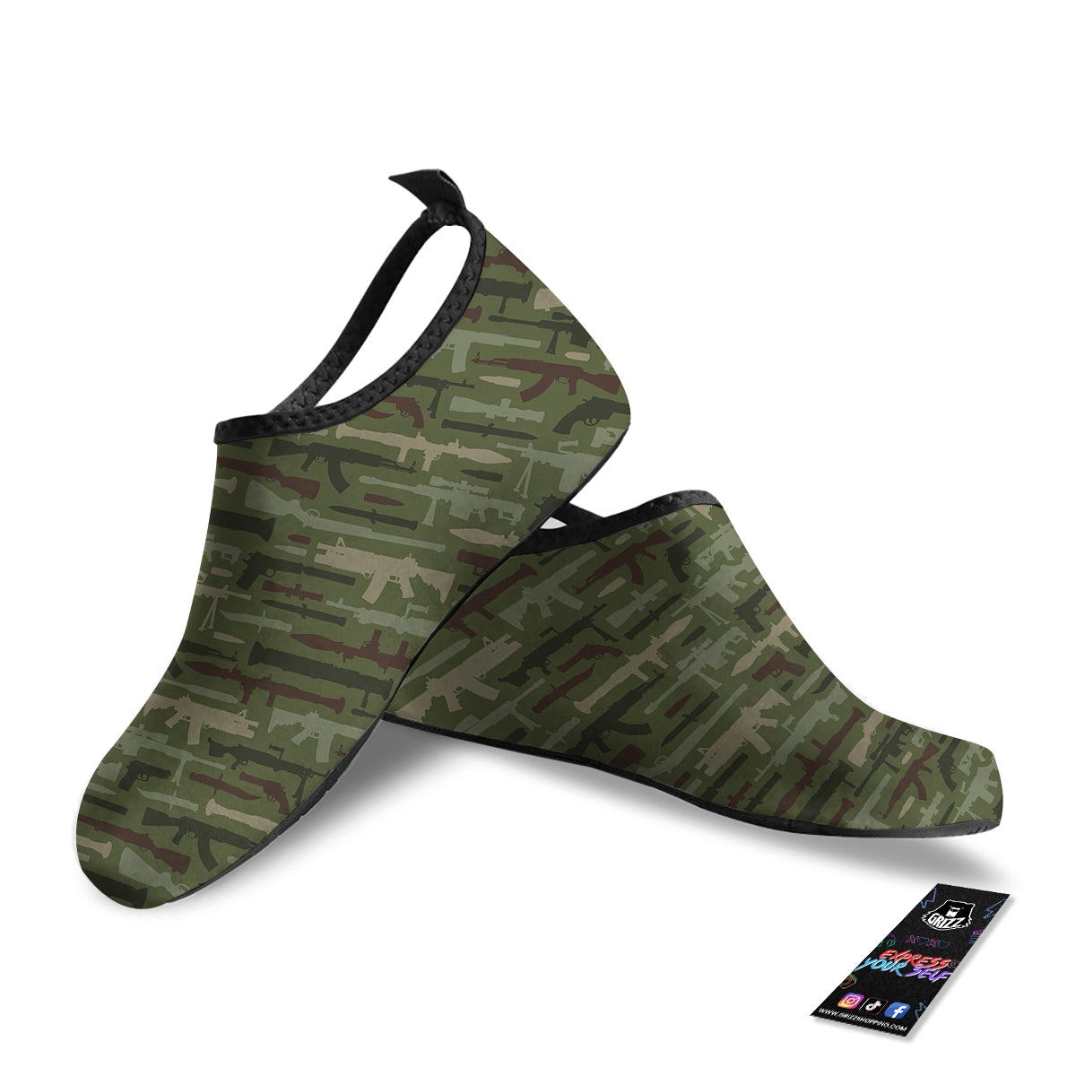 Military Gun Camo Print Water Shoes-grizzshop