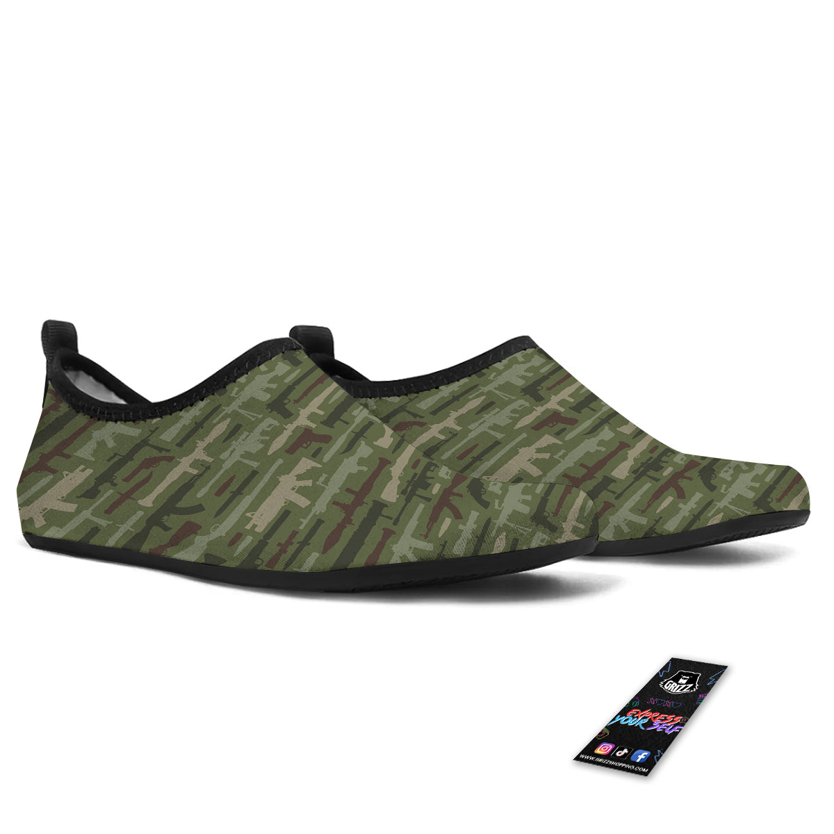 Military Gun Camo Print Water Shoes-grizzshop