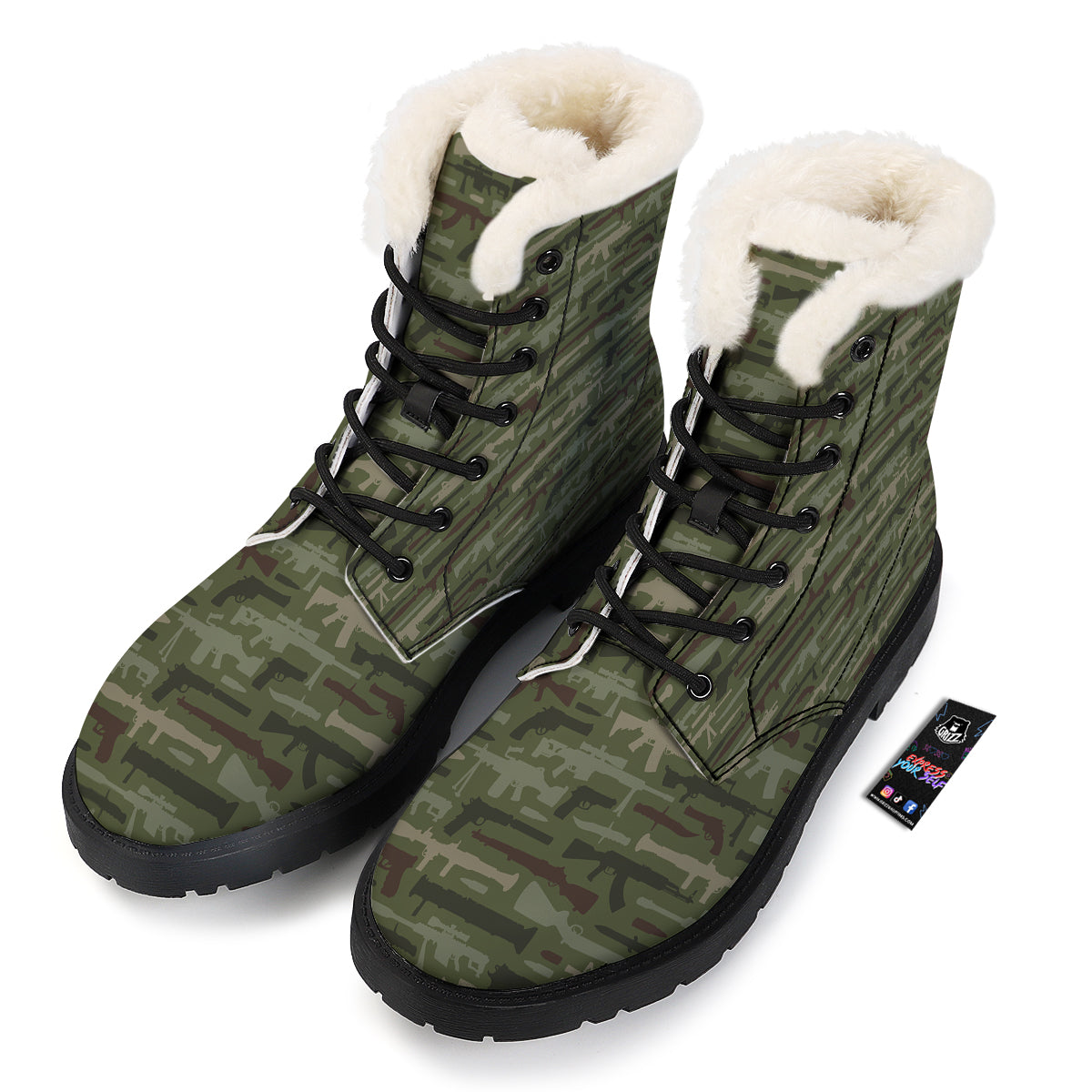 Military Gun Camo Print Winter Boots-grizzshop