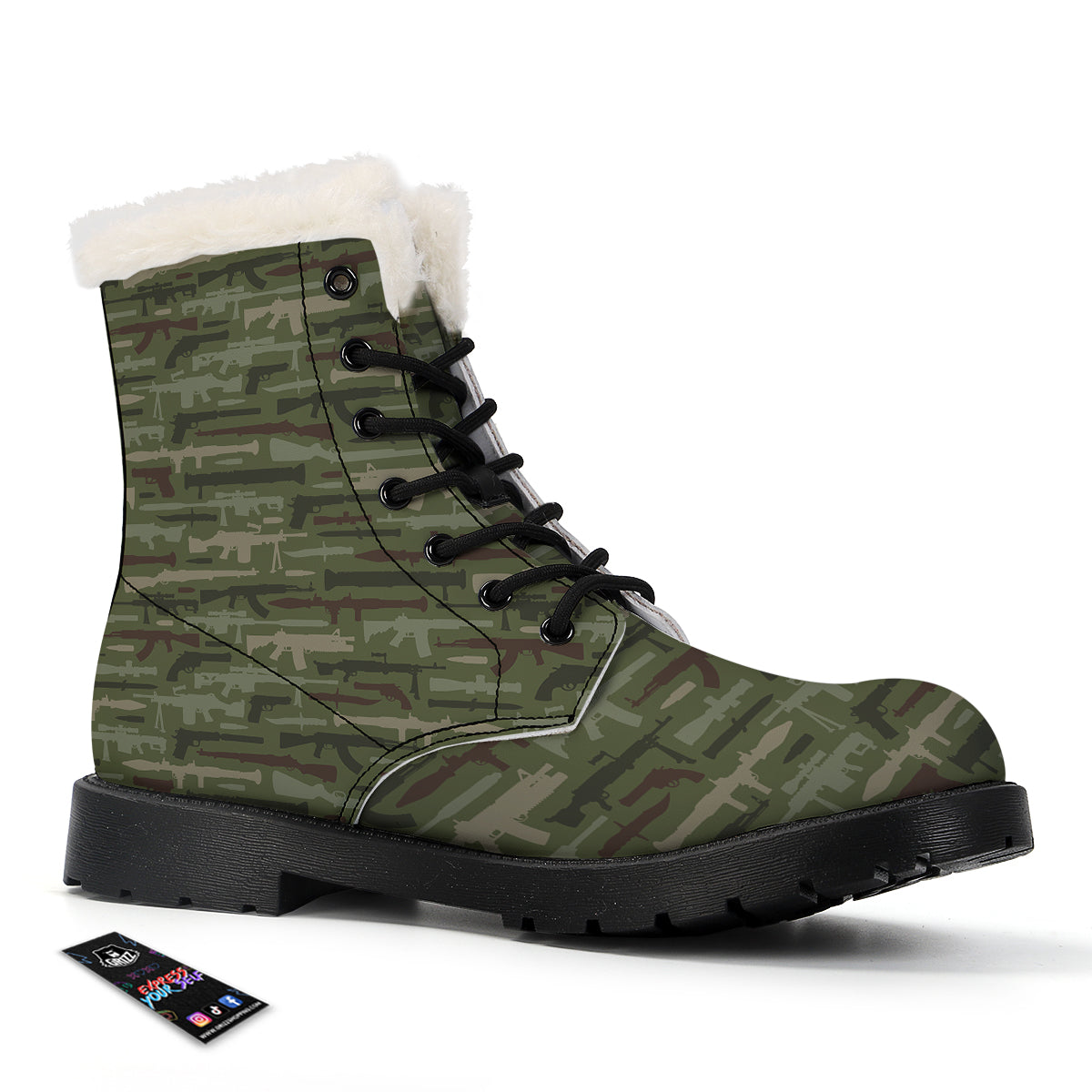 Military Gun Camo Print Winter Boots-grizzshop