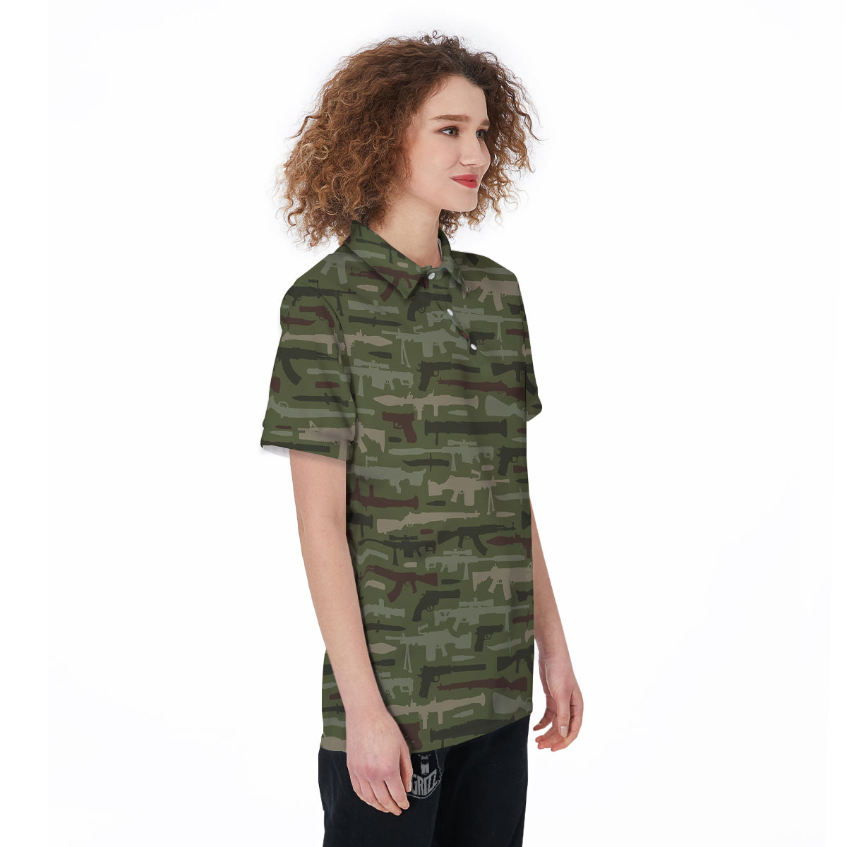 Military Gun Camo Print Women's Golf Shirts-grizzshop