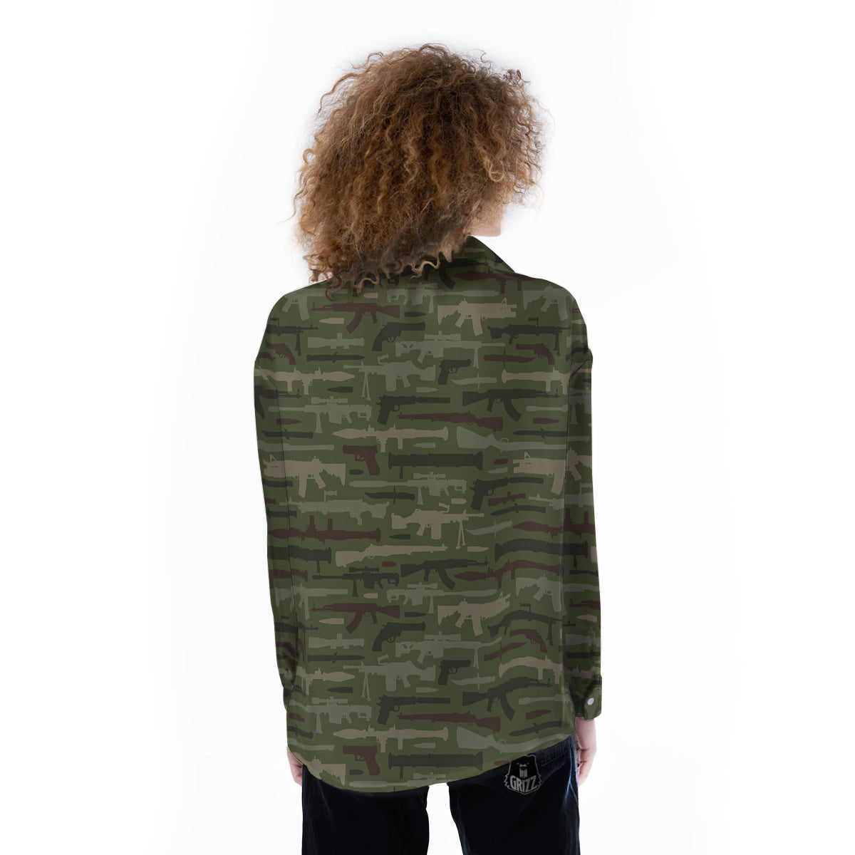 Military Gun Camo Print Women's Long Sleeve Shirts-grizzshop