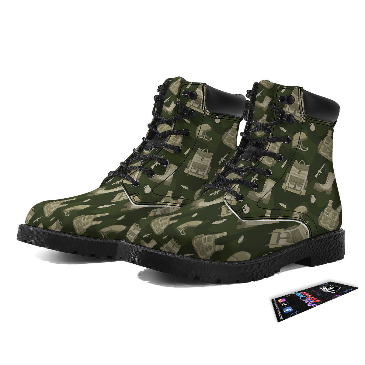 Military Helmet Backpack Print Pattern Boots-grizzshop