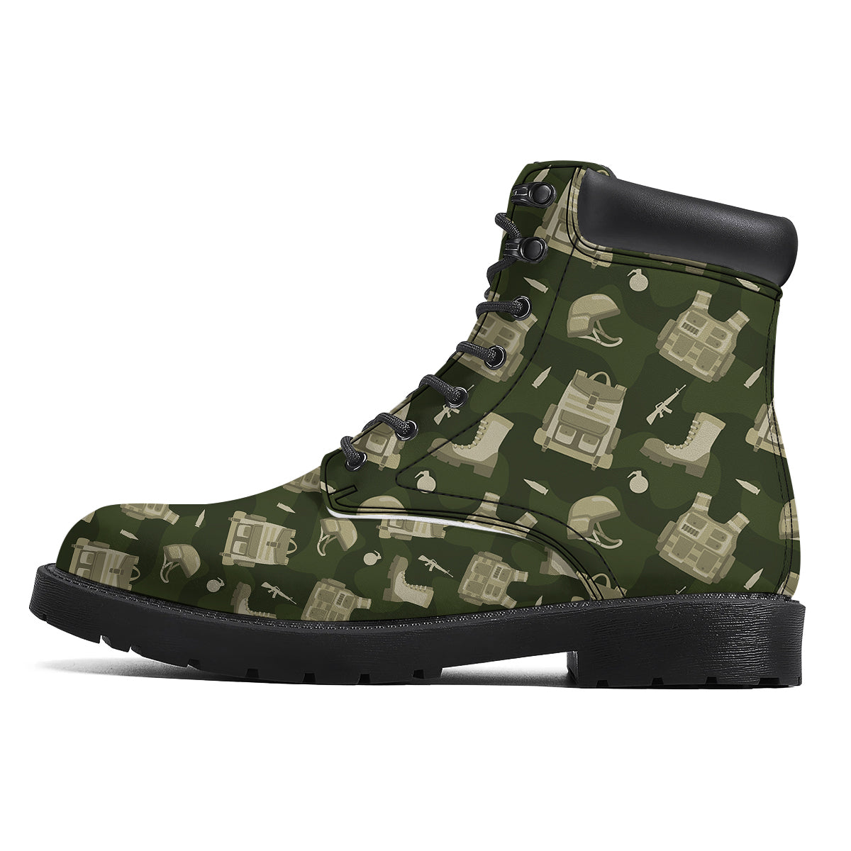 Military Helmet Backpack Print Pattern Boots-grizzshop