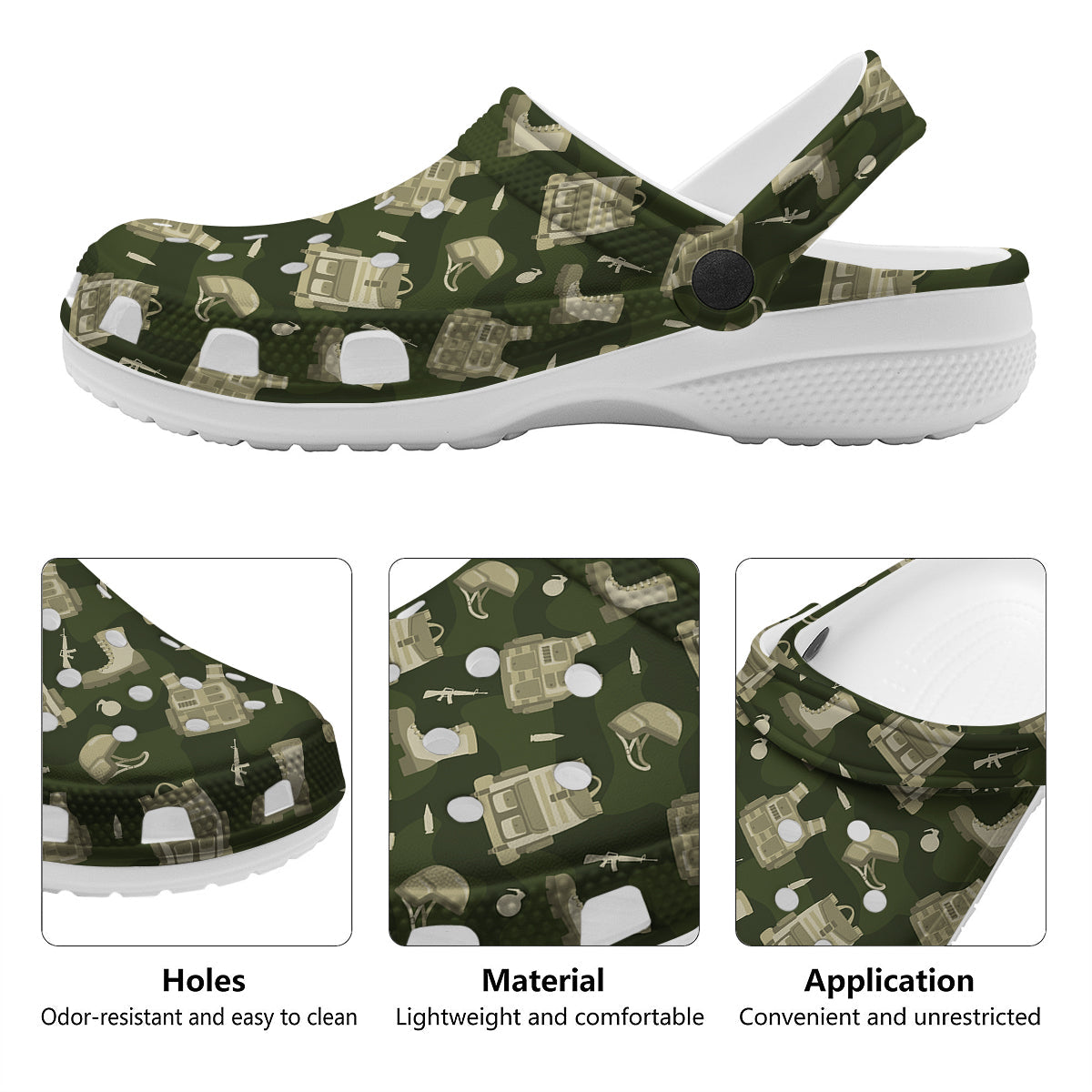 Military Helmet Backpack Print Pattern Clog-grizzshop
