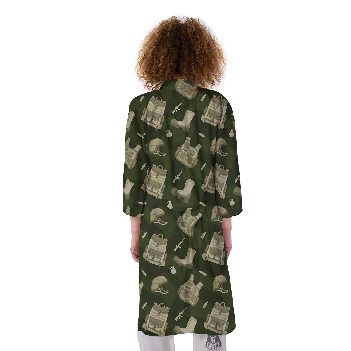 Military Helmet Backpack Print Pattern Kimono-grizzshop