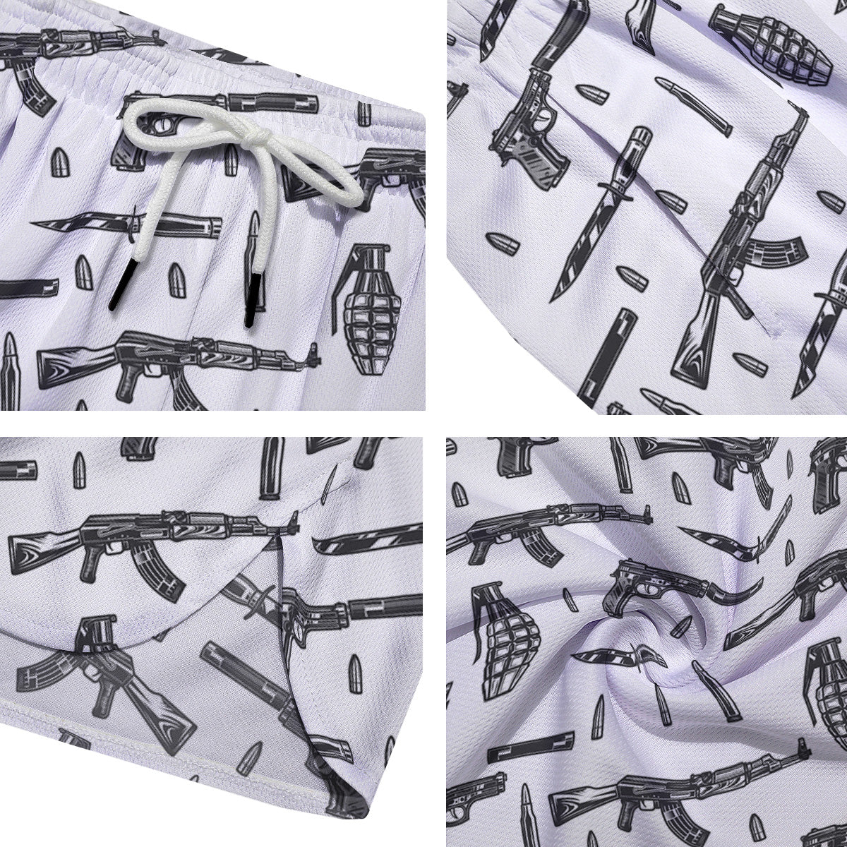 Military Weapon Vintage Print Pattern Men's Running Shorts-grizzshop