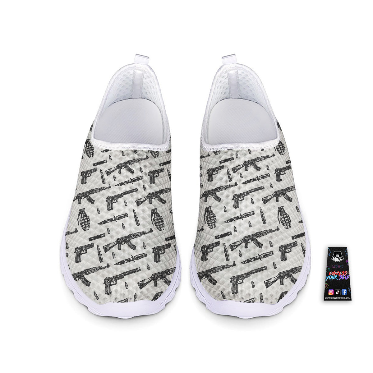 Military Weapon Vintage Print Pattern Nurse Shoes-grizzshop