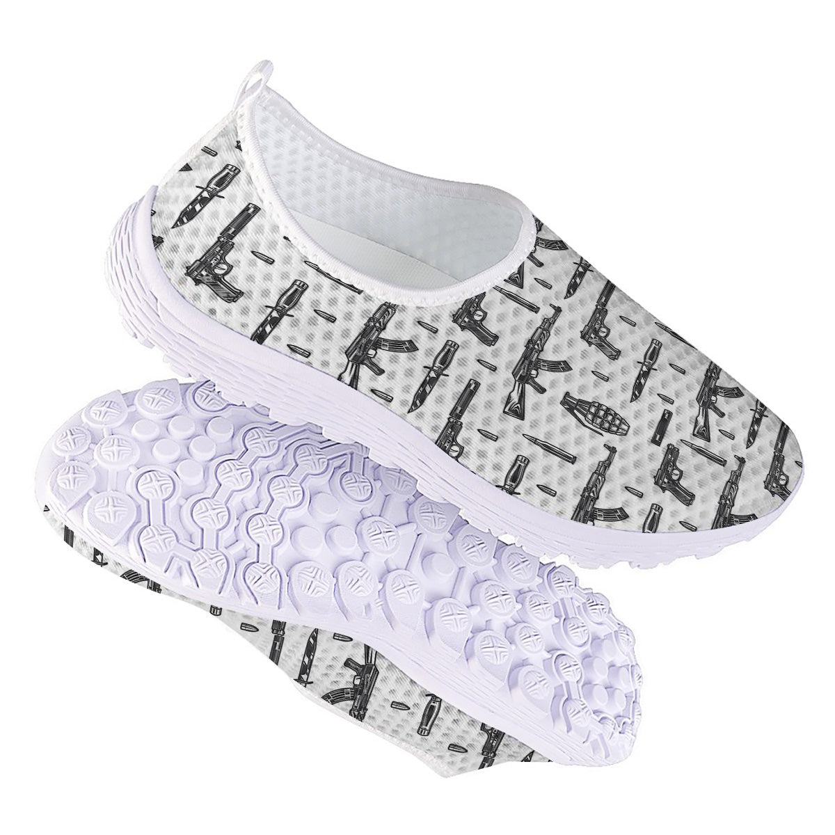Military Weapon Vintage Print Pattern Nurse Shoes-grizzshop