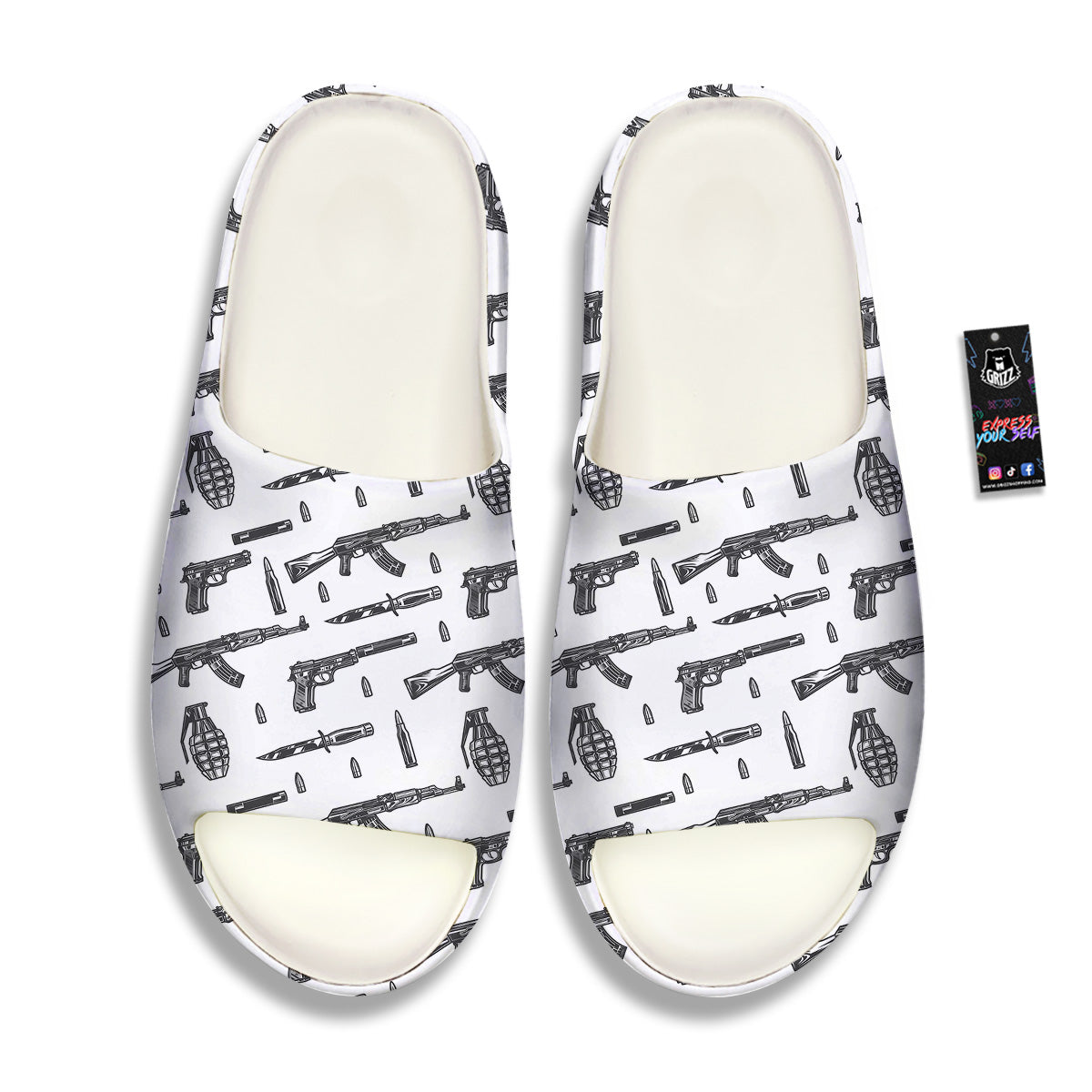 Military Weapon Vintage Print Pattern Sandals-grizzshop