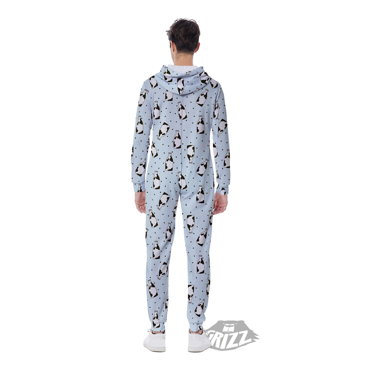 Milk Bottle Cow Print Pattern Men's Jumpsuit-grizzshop