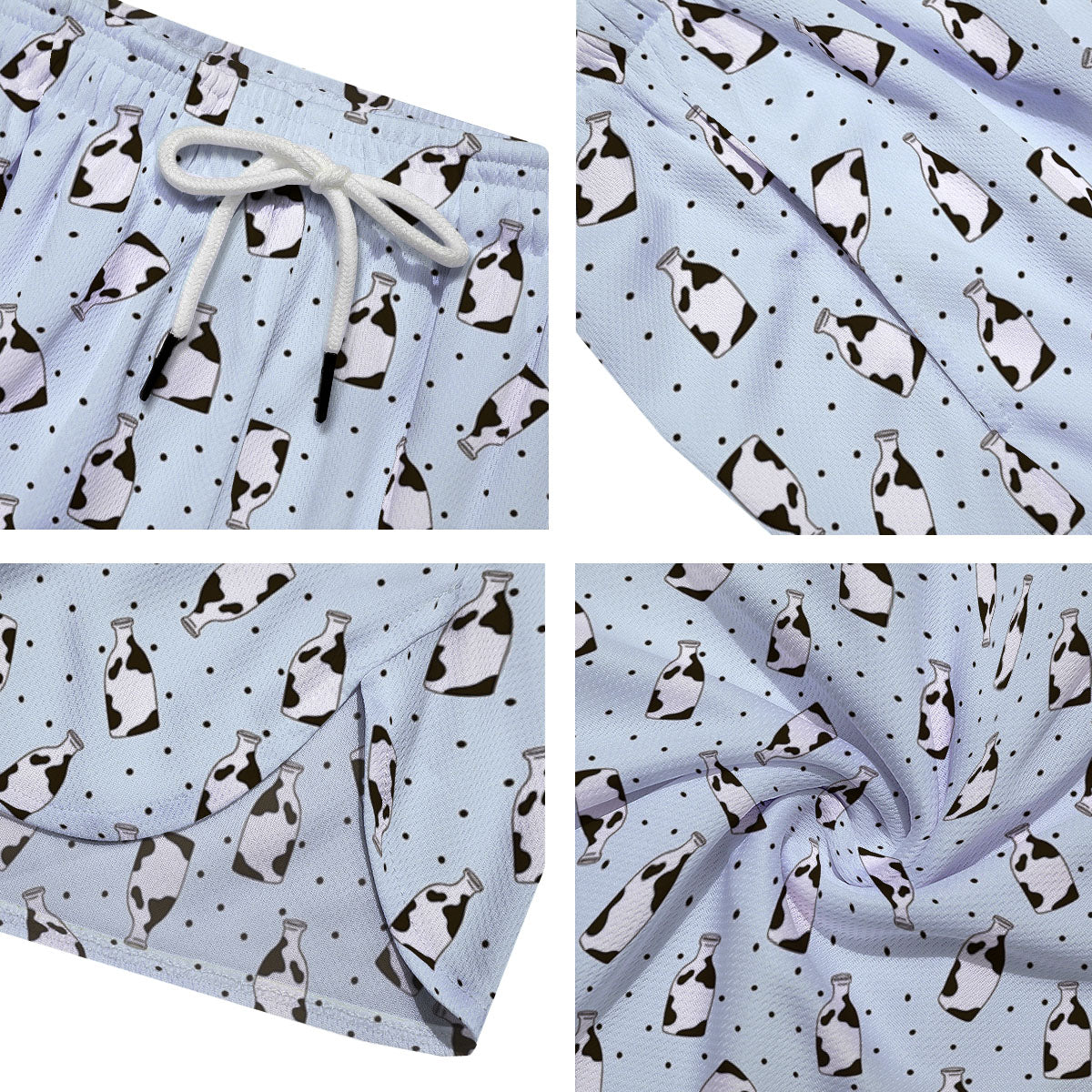Milk Bottle Cow Print Pattern Men's Running Shorts-grizzshop