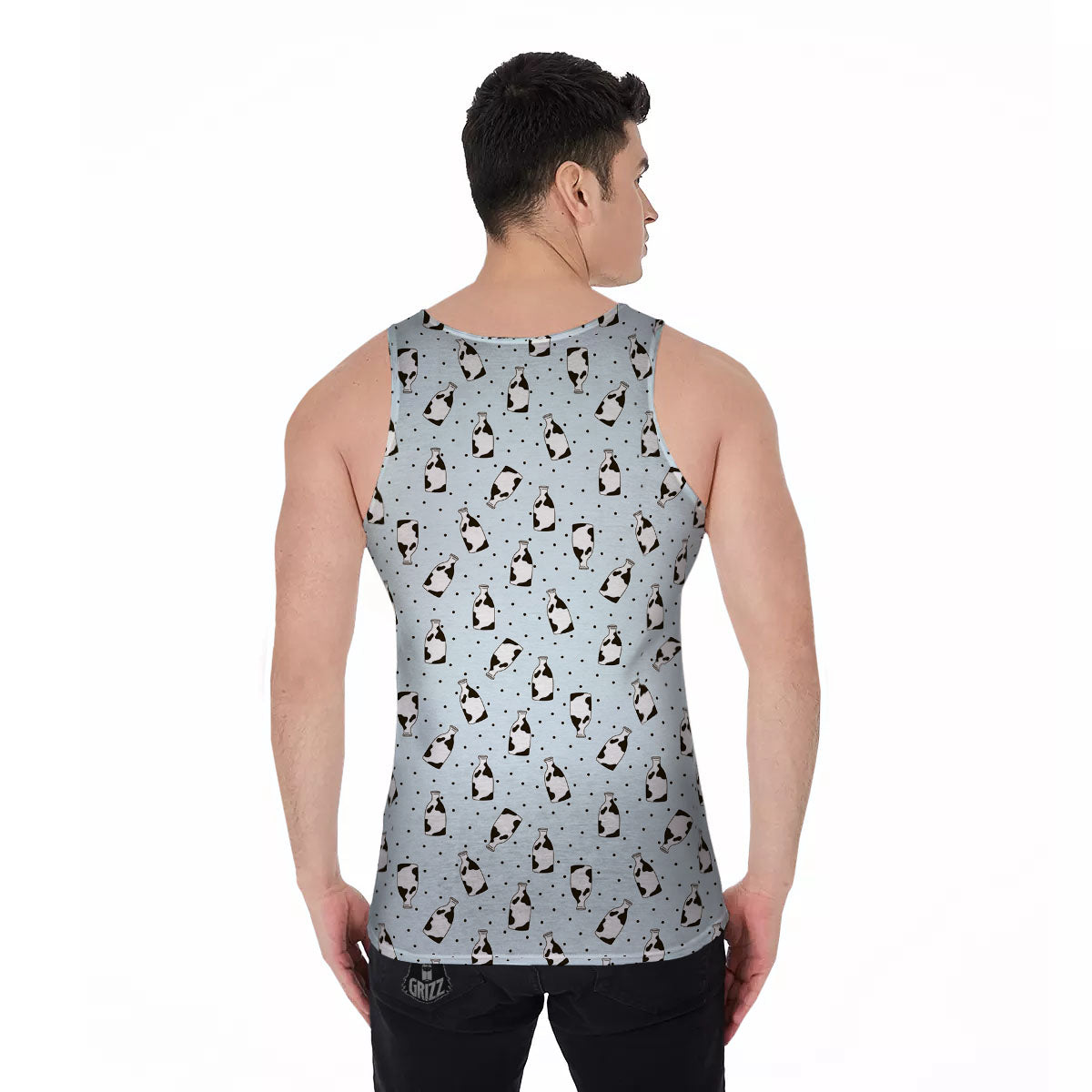 Milk Bottle Cow Print Pattern Men's Tank Top-grizzshop