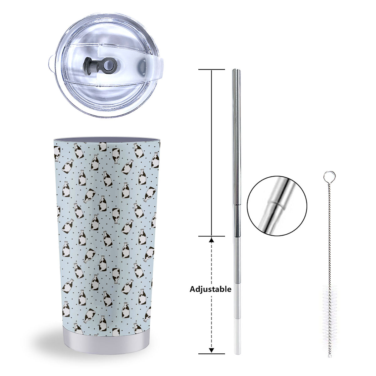 Milk Bottle Cow Print Pattern Tumbler-grizzshop