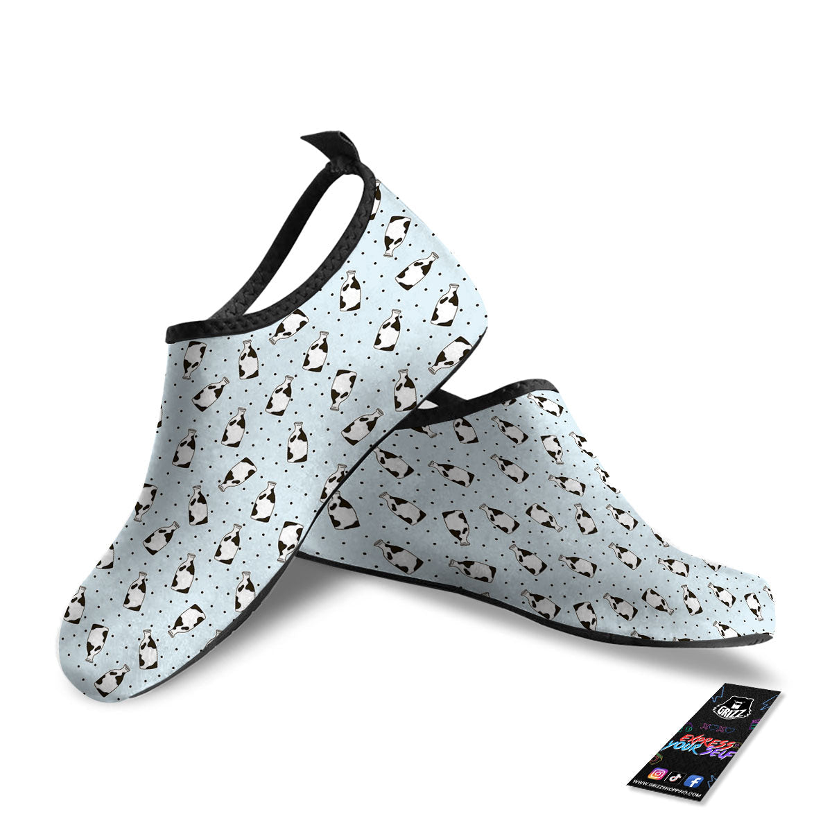 Milk Bottle Cow Print Pattern Water Shoes-grizzshop