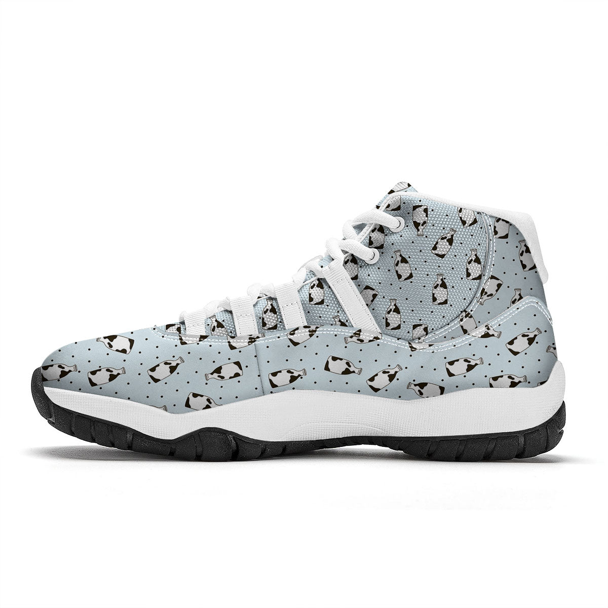 Milk Bottle Cow Print Pattern White Bball Shoes-grizzshop